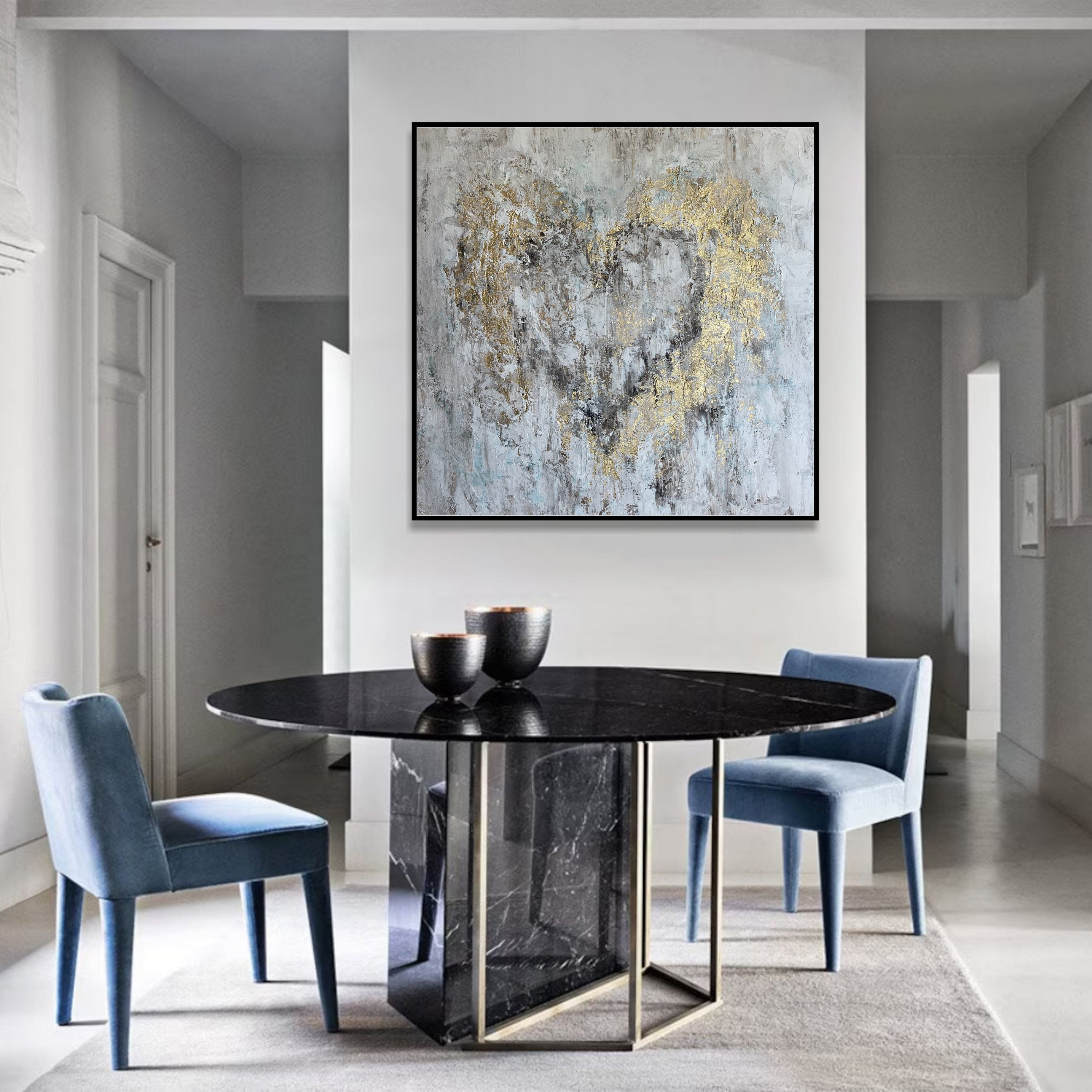 Romantic heart canvas paintings GRAY HEART