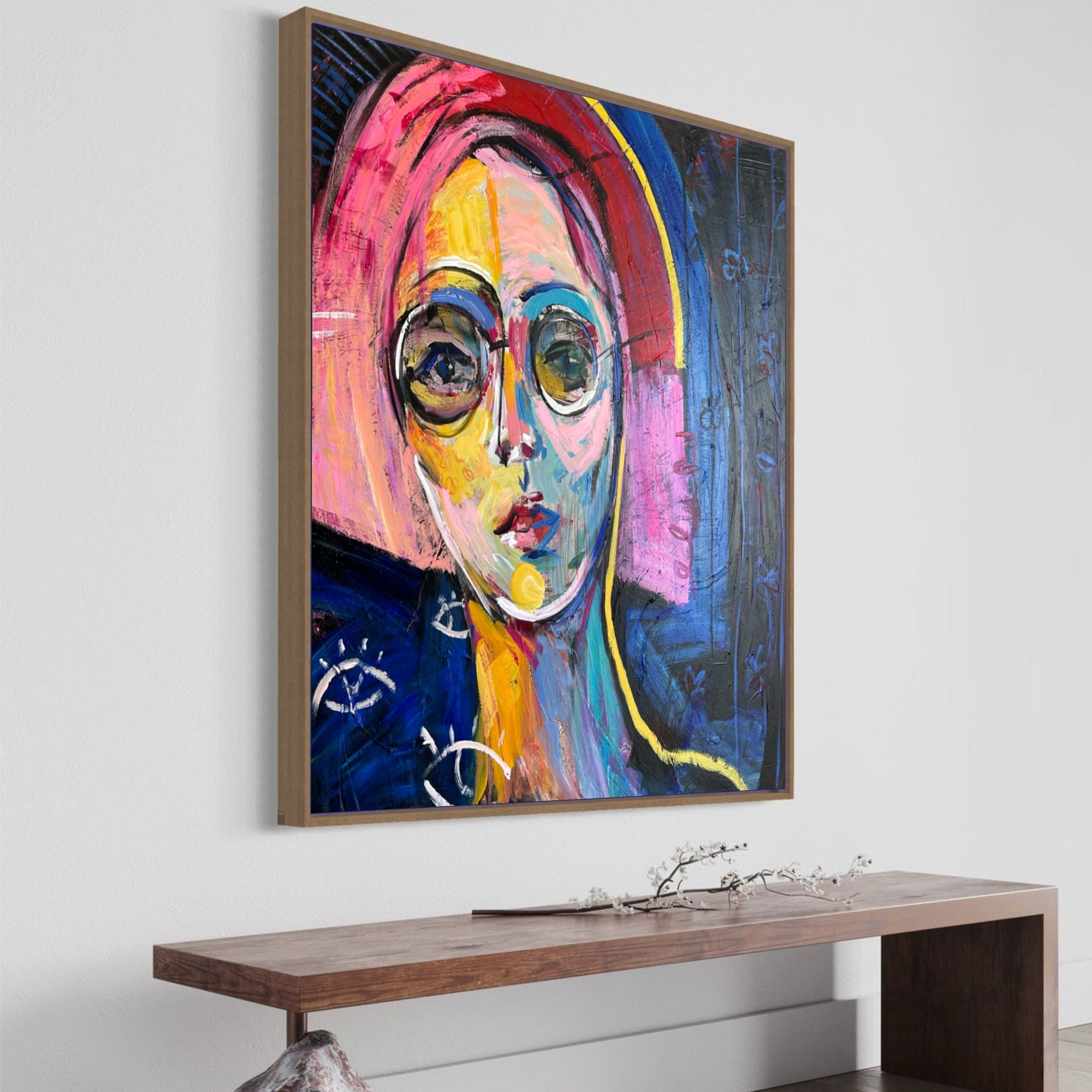 WOMAN WITH GLASSES 40"x40"