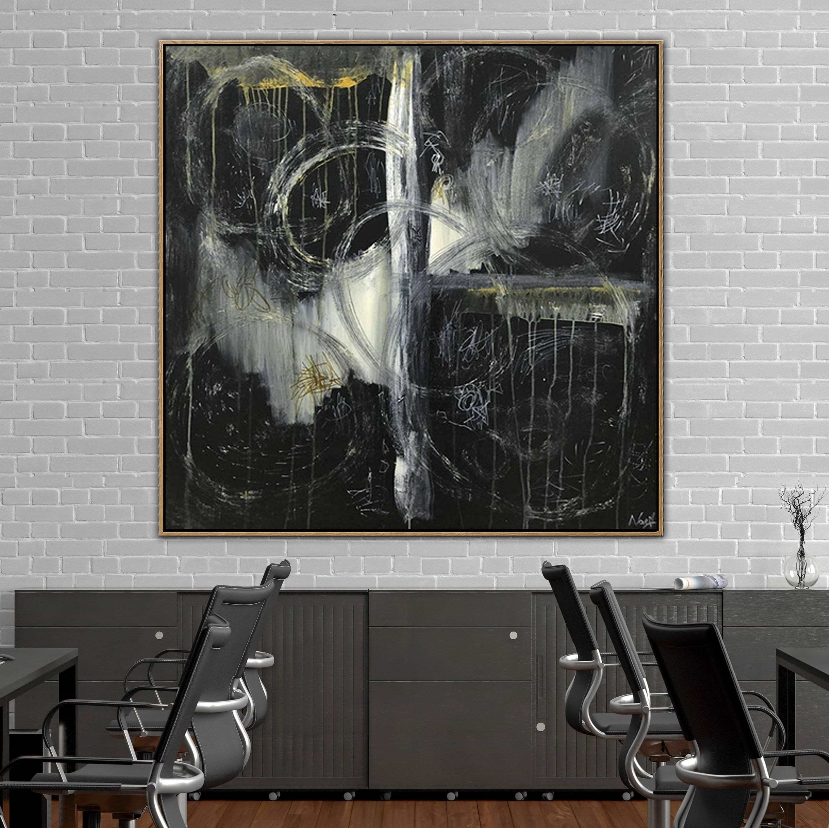 Abstract black and white shapes art ACE OF WANDS