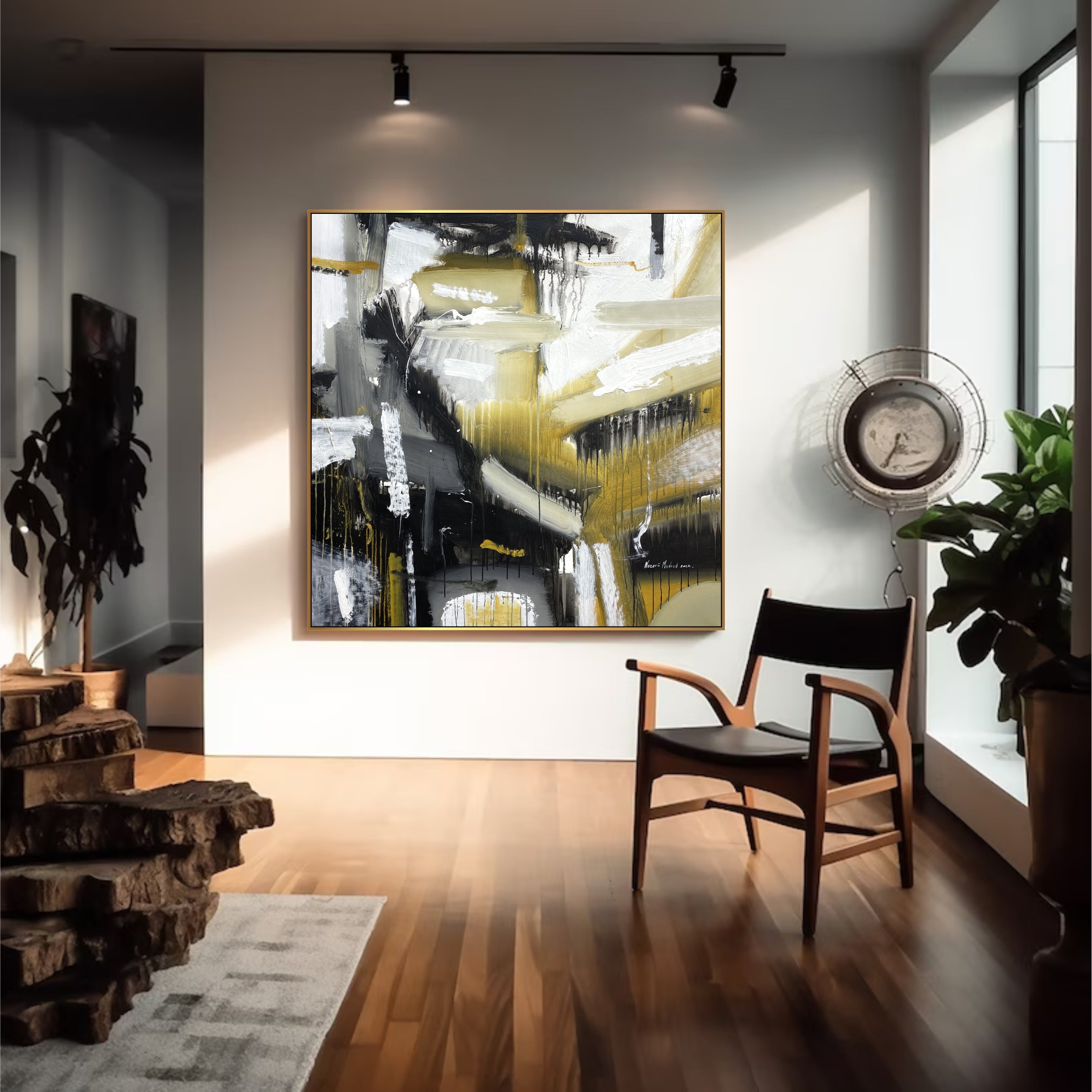 WHITE AND BLACK 43 39.3"x39.3"