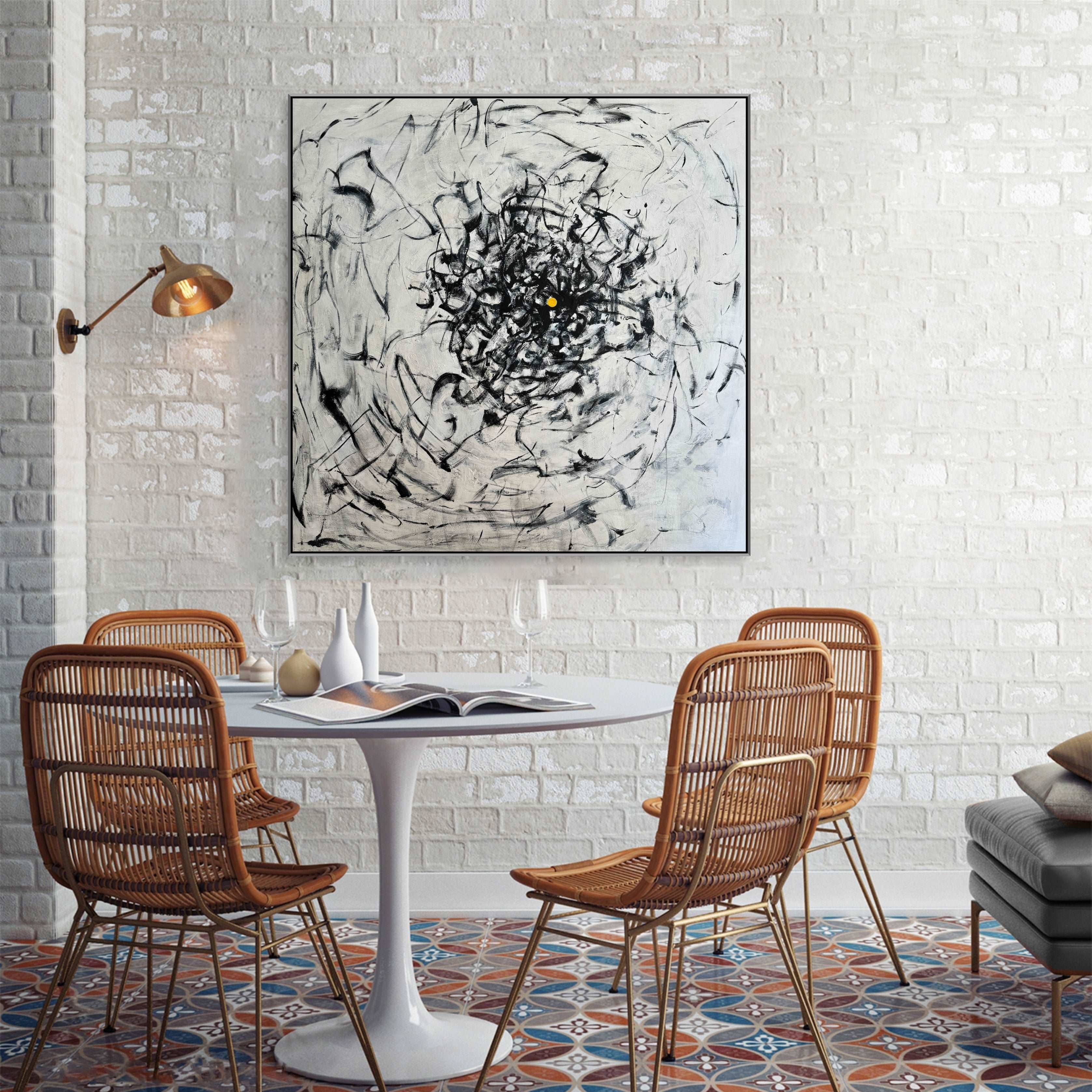 Minimalist black and white painting ABSTRACT ZEN