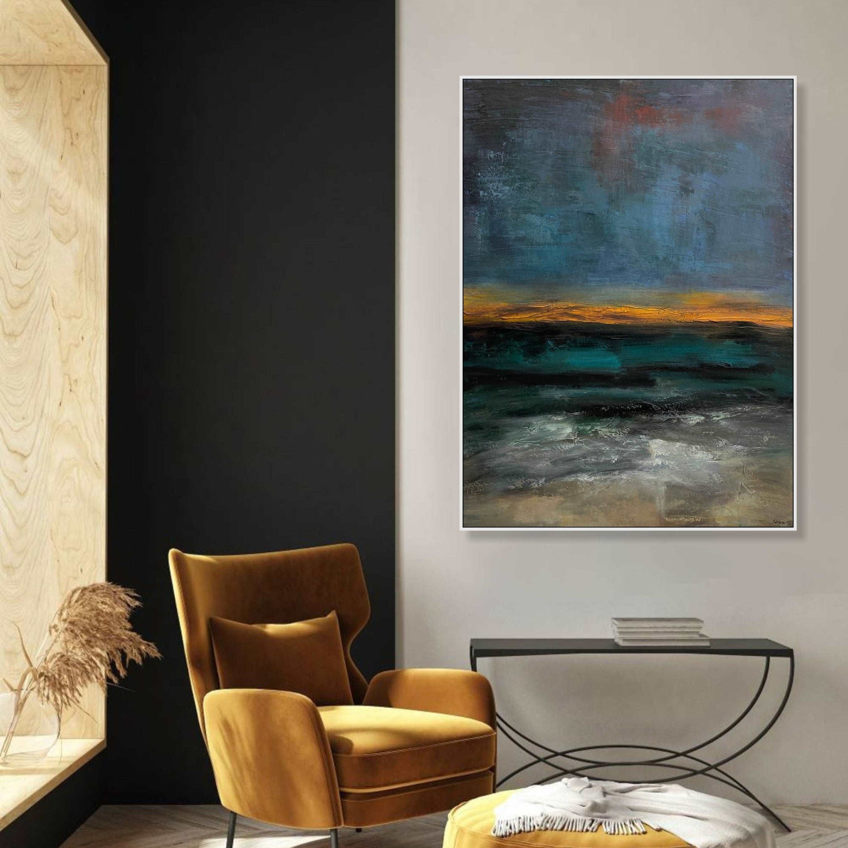 Abstract artwork landscape painting STORMY OCEAN