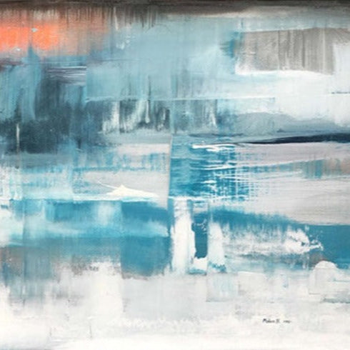 Framed abstract painting ASSOCIATION 137 39.37"x59"