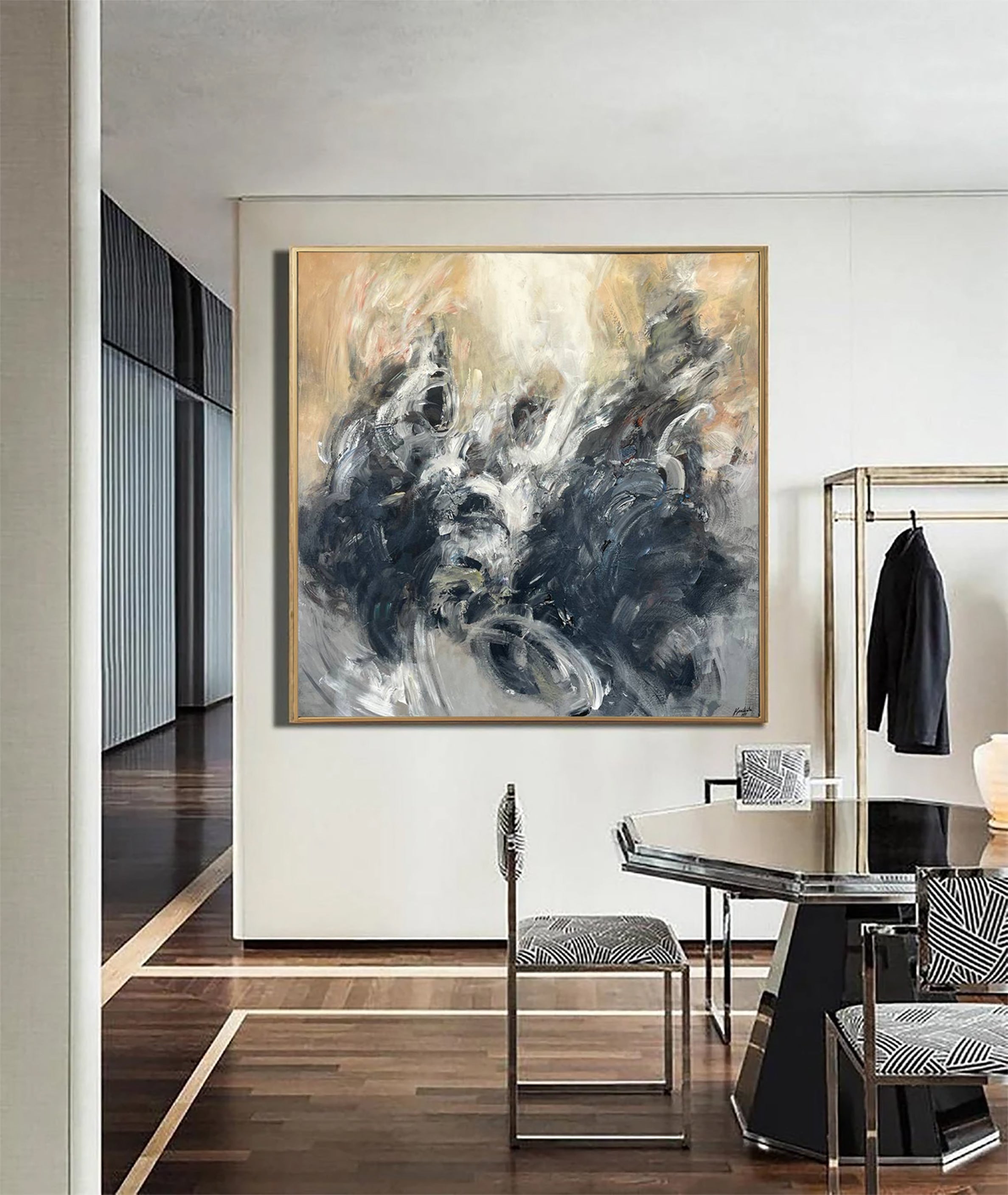 GRAYSCALE VORTEX 46"x46"