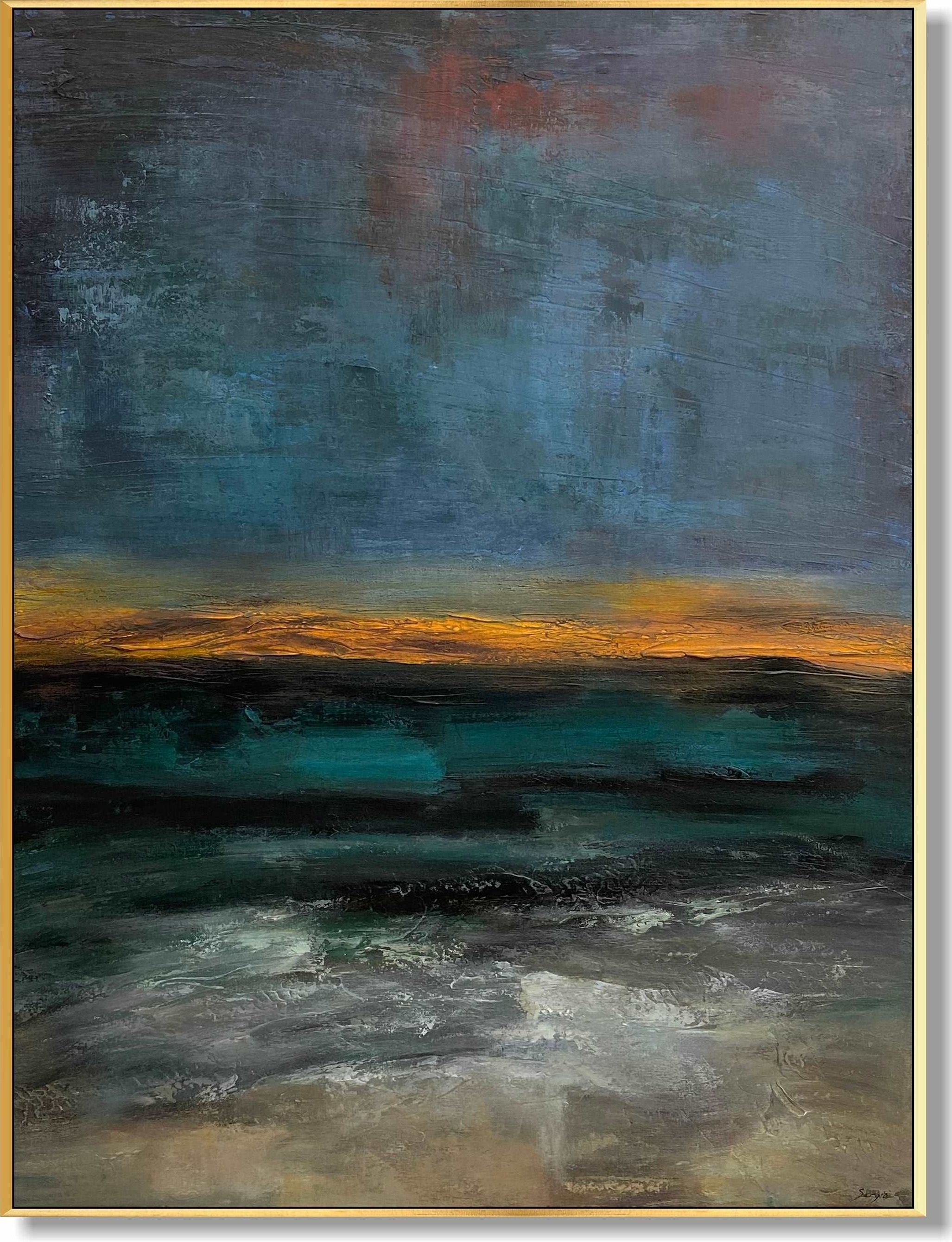 Abstract artwork landscape painting STORMY OCEAN