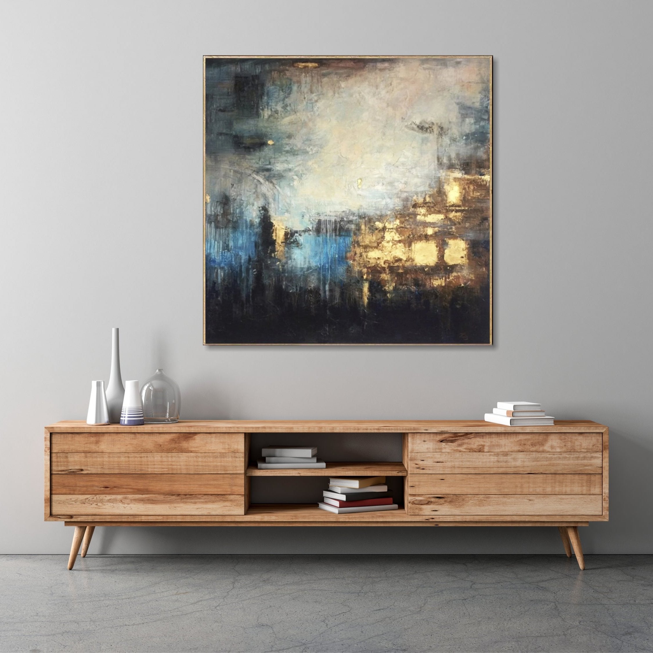 Modern luxury metallic abstract painting NIGHT SKY