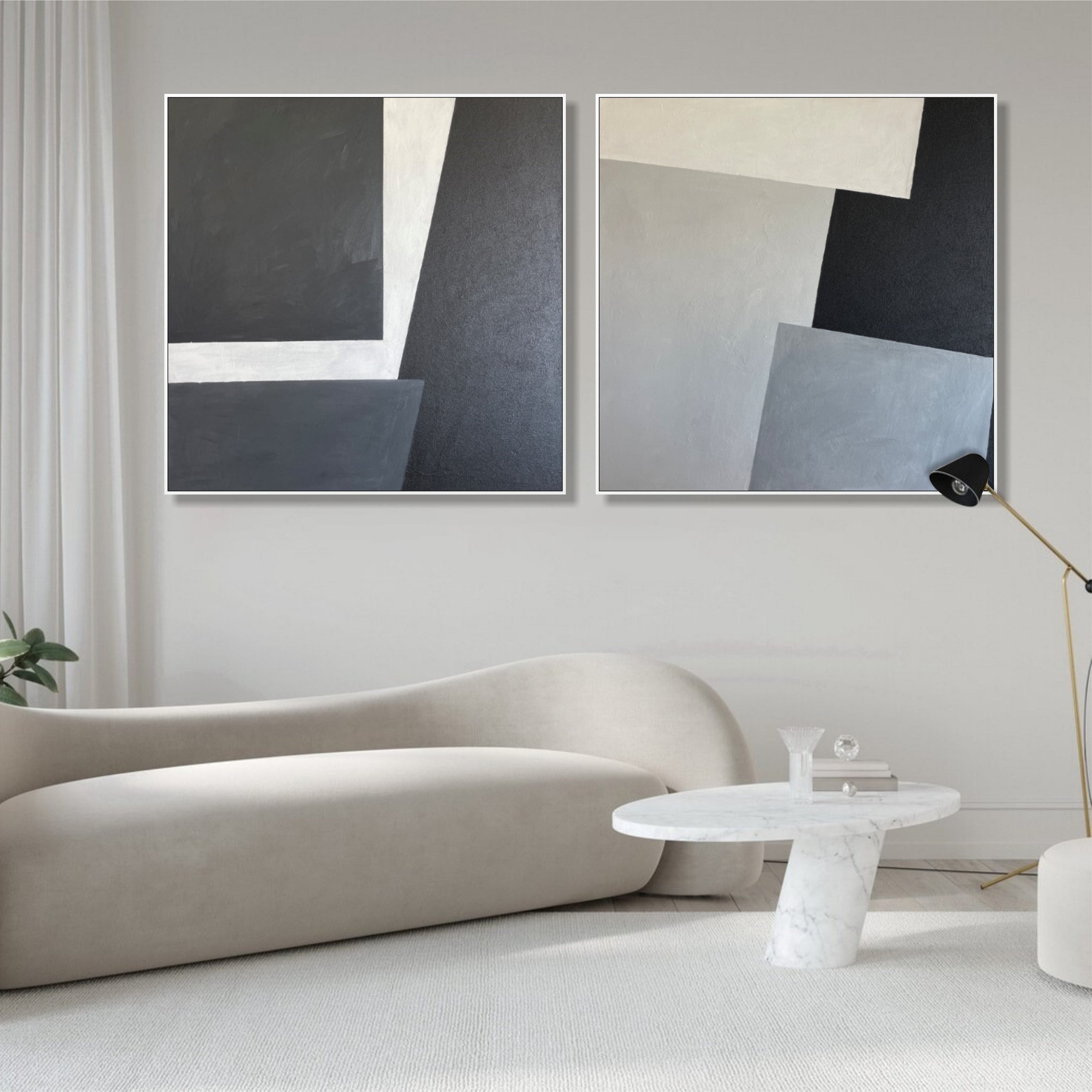 Monochrome geometric minimalist painting DARK SLOTS