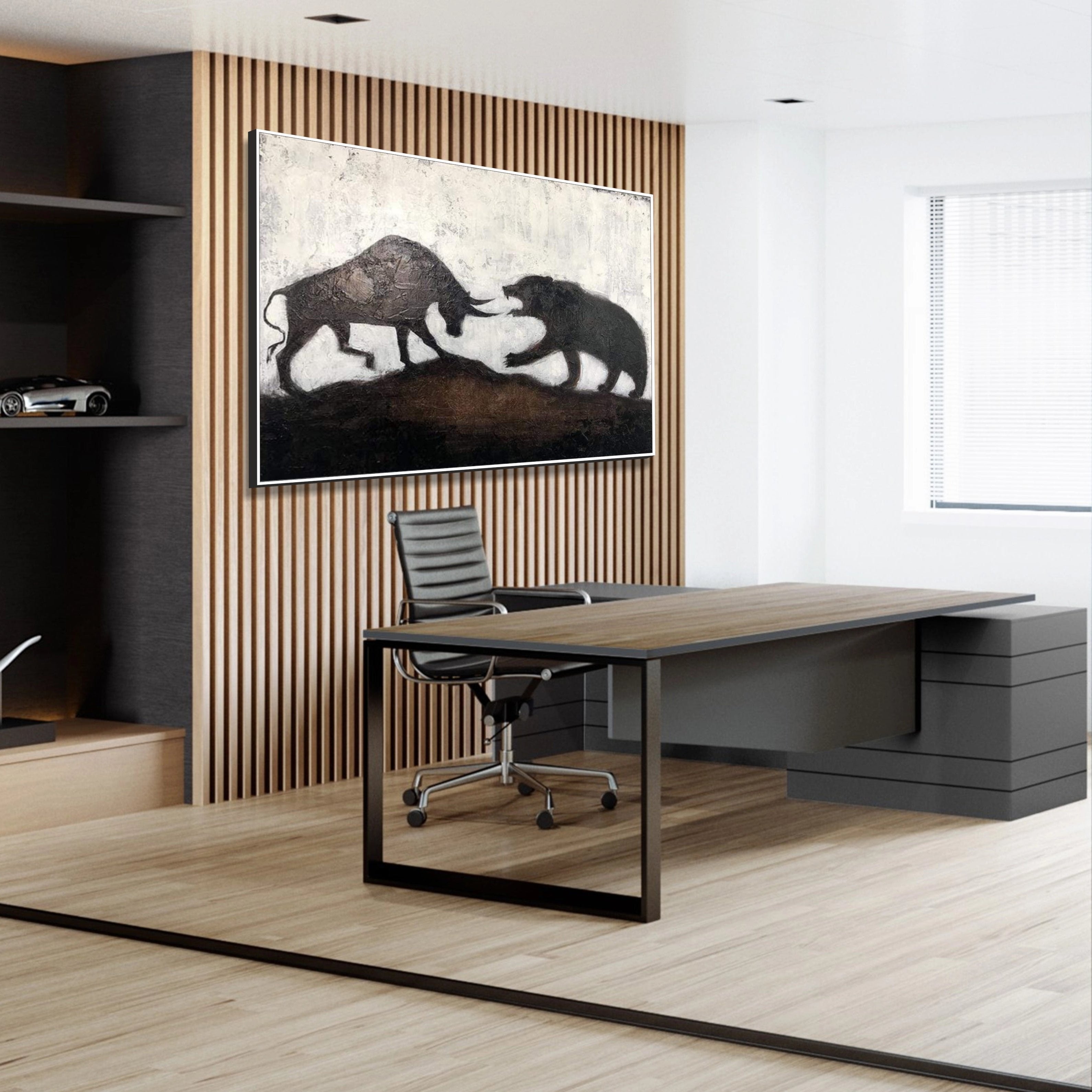 Animal abstract wall art BULL AGAINST BEAR