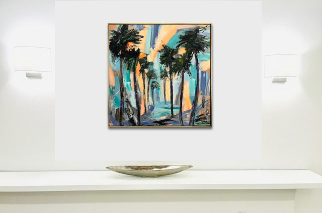 Invoice for 9 stretched + black +gold frames paintings 36x36" for Laurel Bledsoe