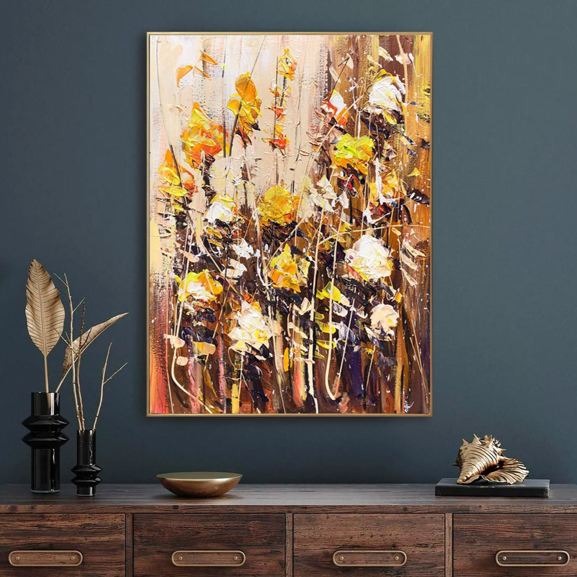 GOLDEN FLOWERS 32"x24"