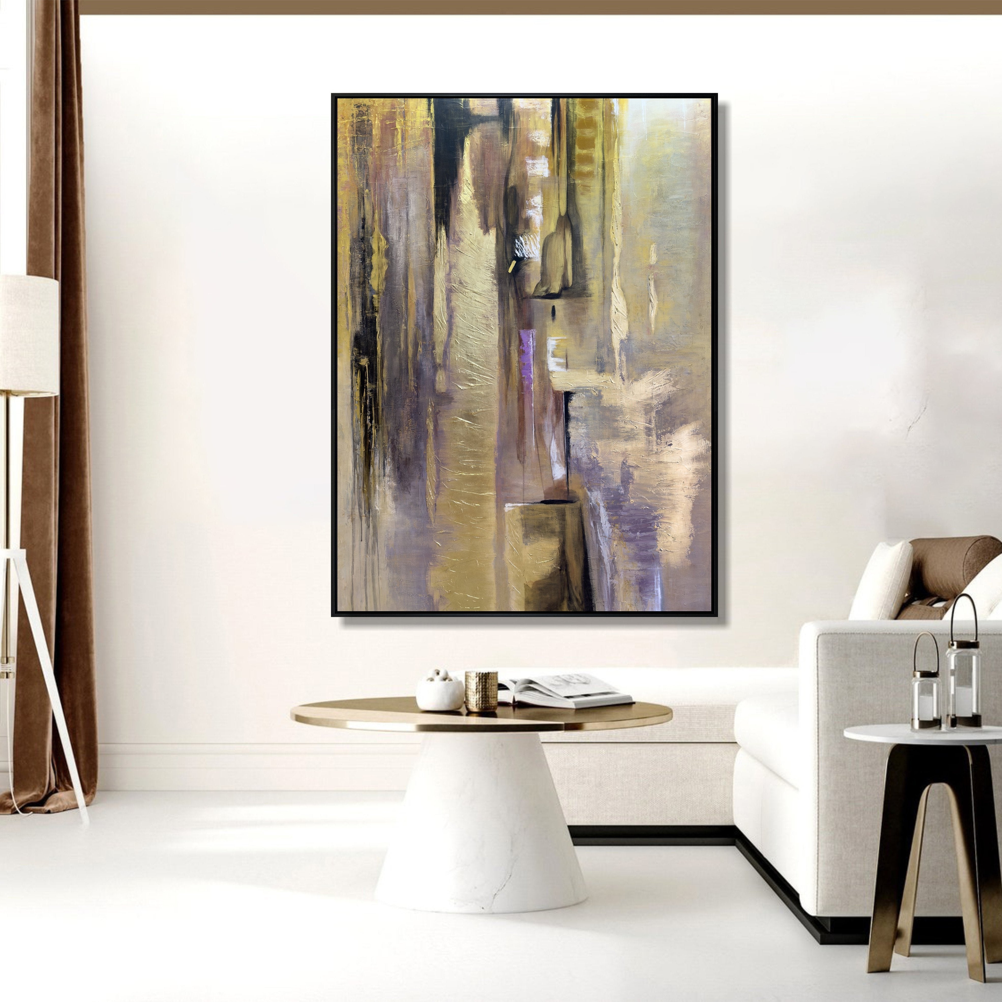 Golden leaf abstract painting RADIANCE OF ETERNITY