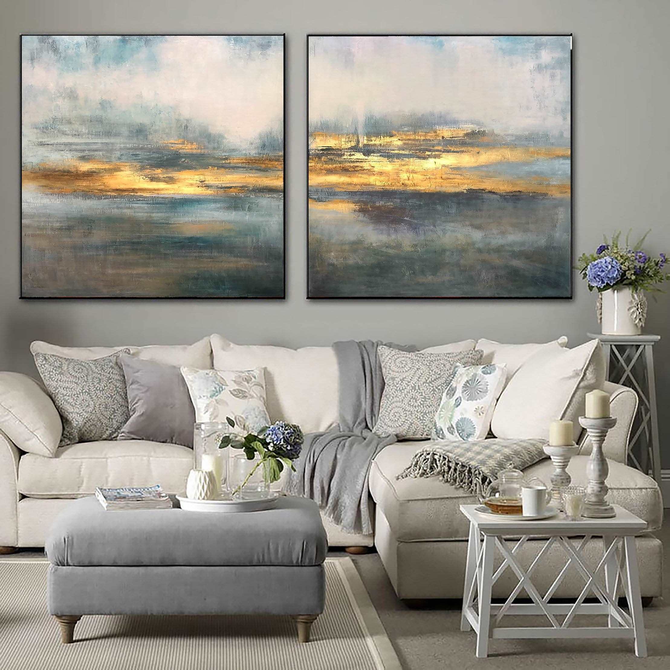 Abstract painting set of 2 EVENING MOOD