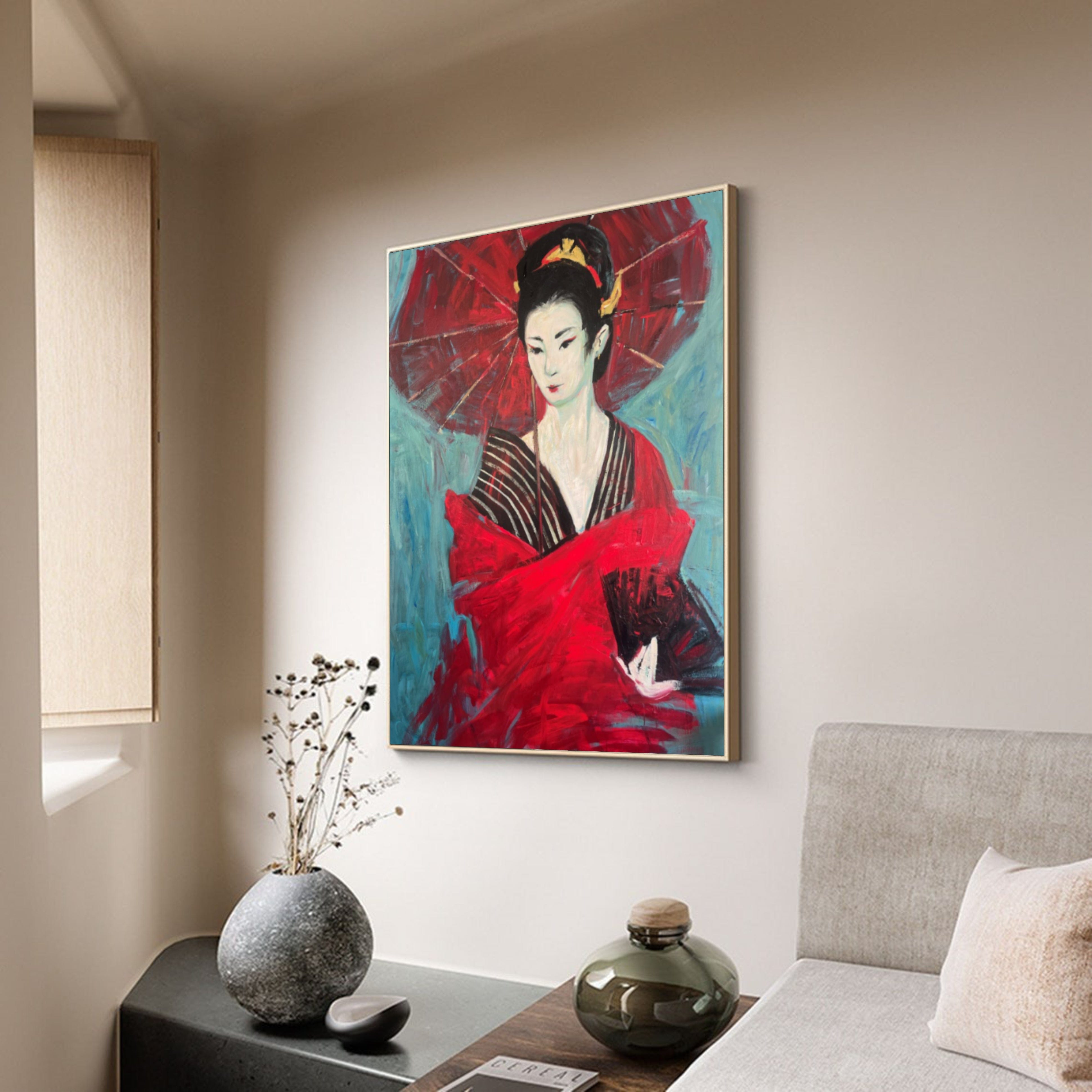 GEISHA WITH UMBRELLA 64"x48"