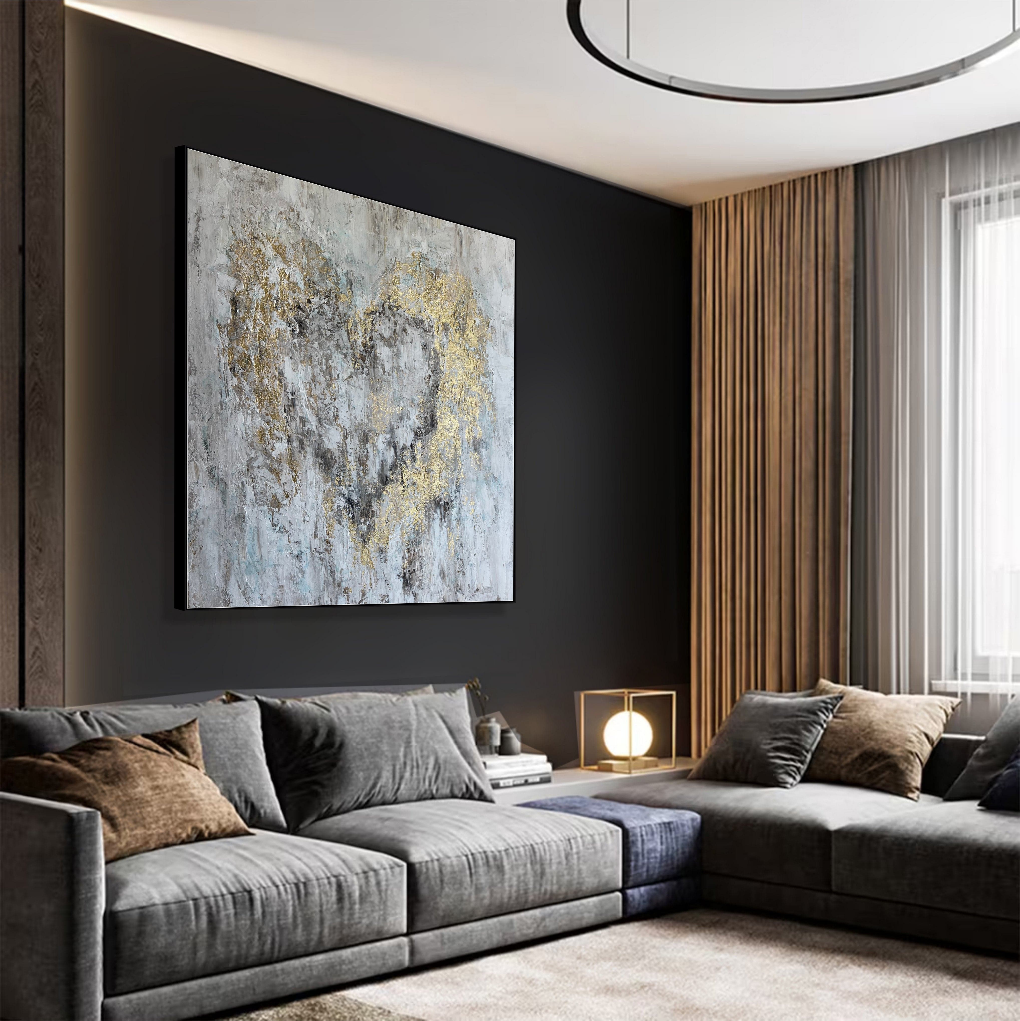 Romantic heart canvas paintings GRAY HEART