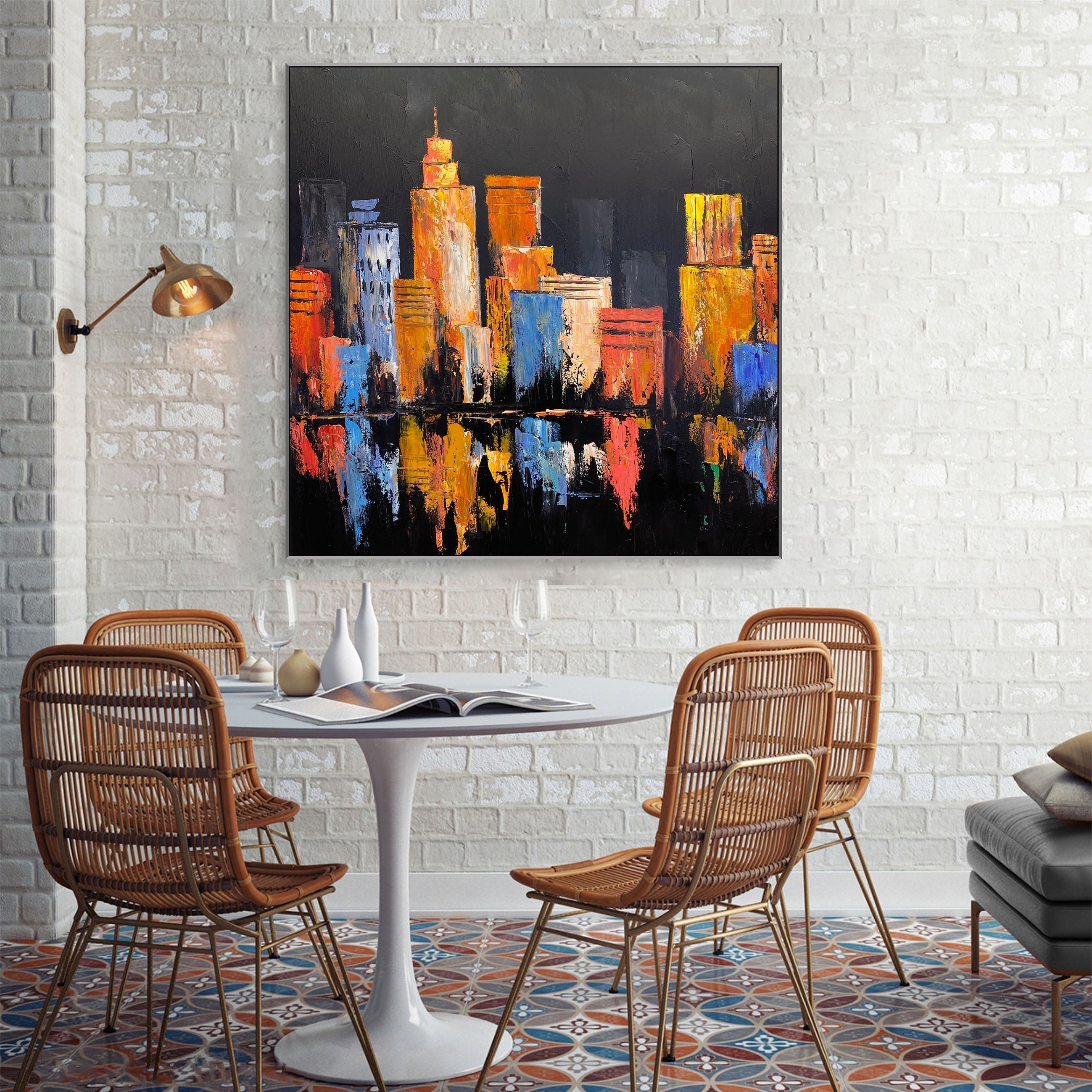 CITY LIGHTS REFLECTED 40"x40"