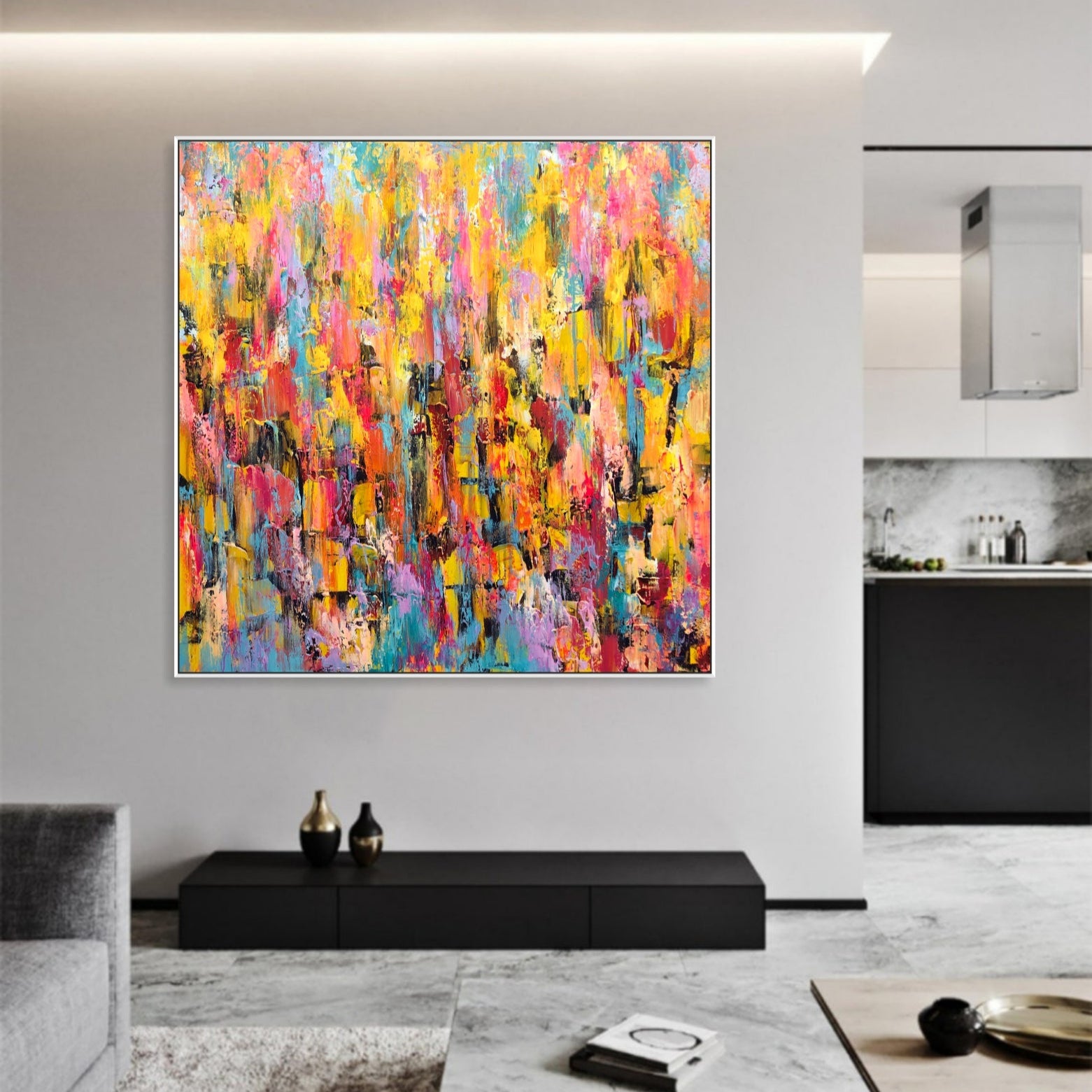Colorful abstract oil painting JOYFUL EXPRESSION