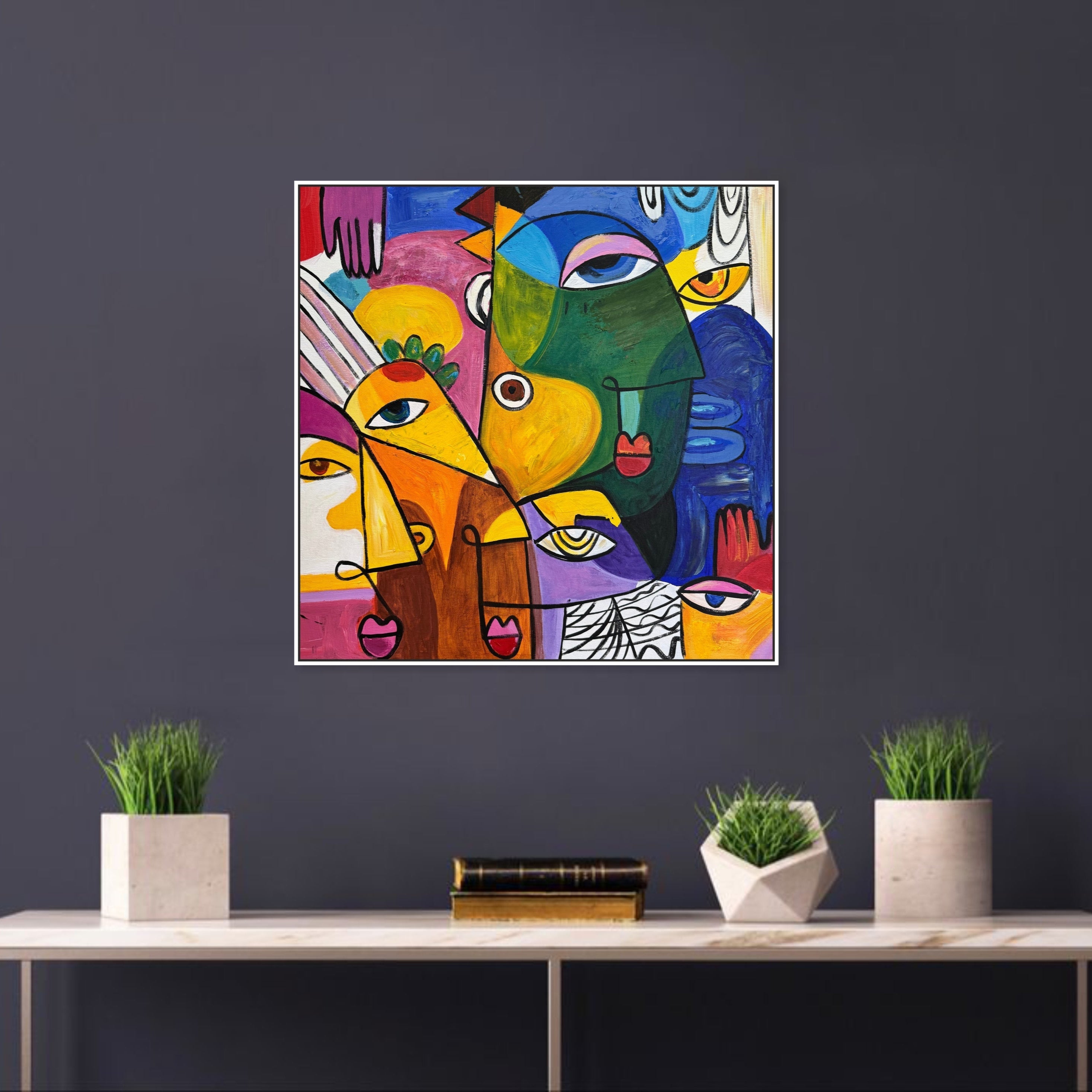 GEOMETRIC FACES 26"x26"