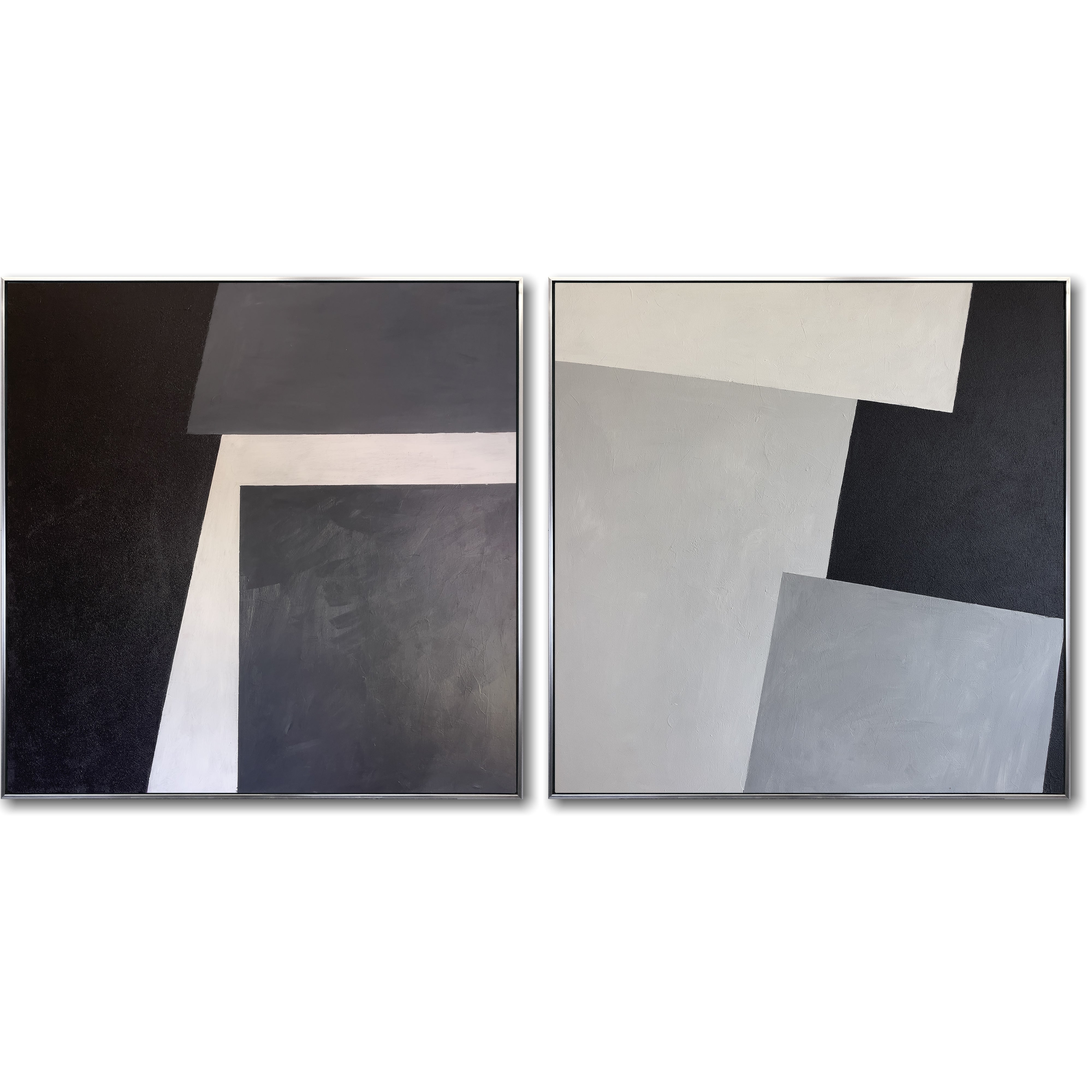 Monochrome geometric minimalist painting DARK SLOTS 2P 32"x64" | 2P 81x162 cm