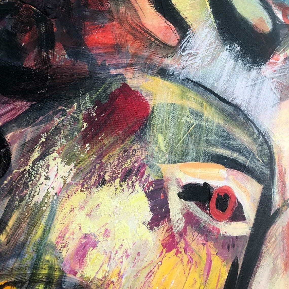 Abstract acrylic figurative painting PERSONALITY CHAOS