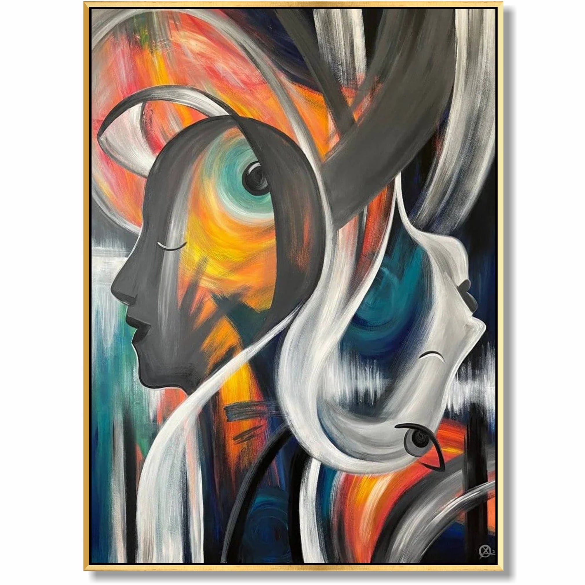 Abstract woman faces painting SOUL MATES