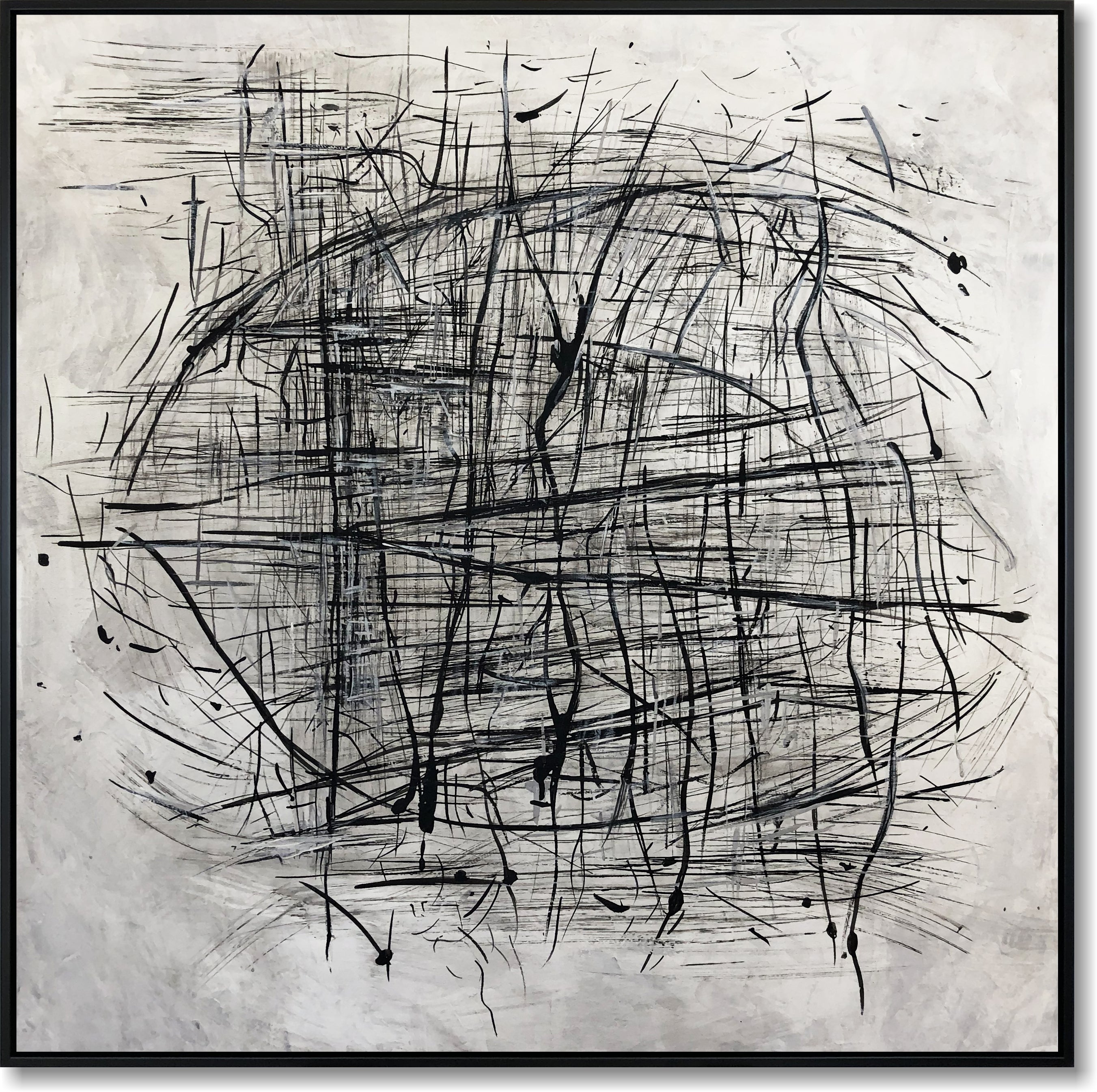 Black and white minimalist painting ROTATION