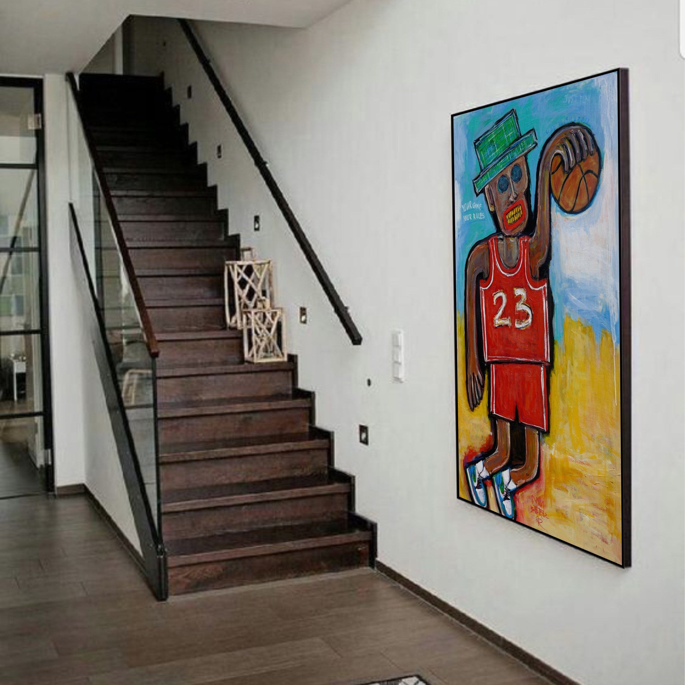 Sport Painting Art Canvas BASKETEER 60"x40"