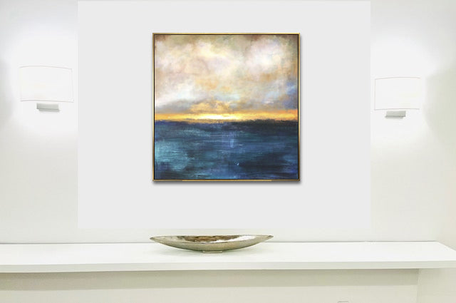 Invoice for 9 stretched + black +gold frames paintings 36x36" for Laurel Bledsoe