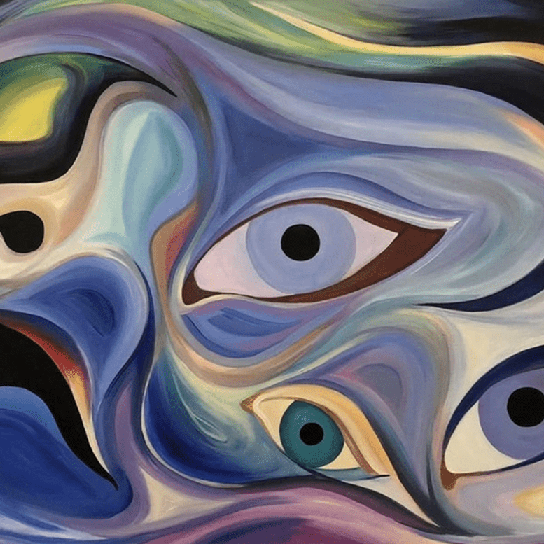 Contemporary abstract colorful painting EYES OF TRUTH