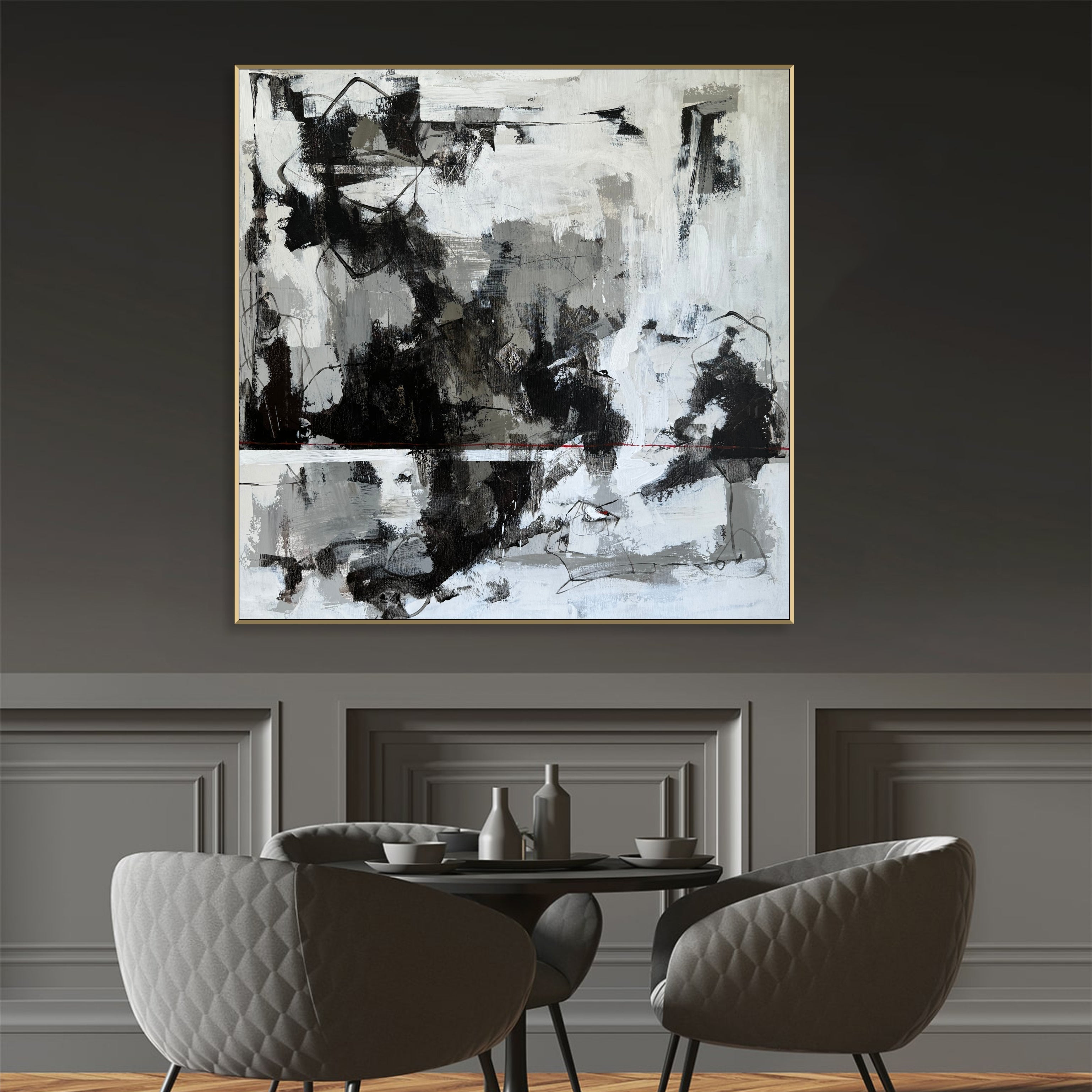 GRAYSCALE CHAOS 32"x32"