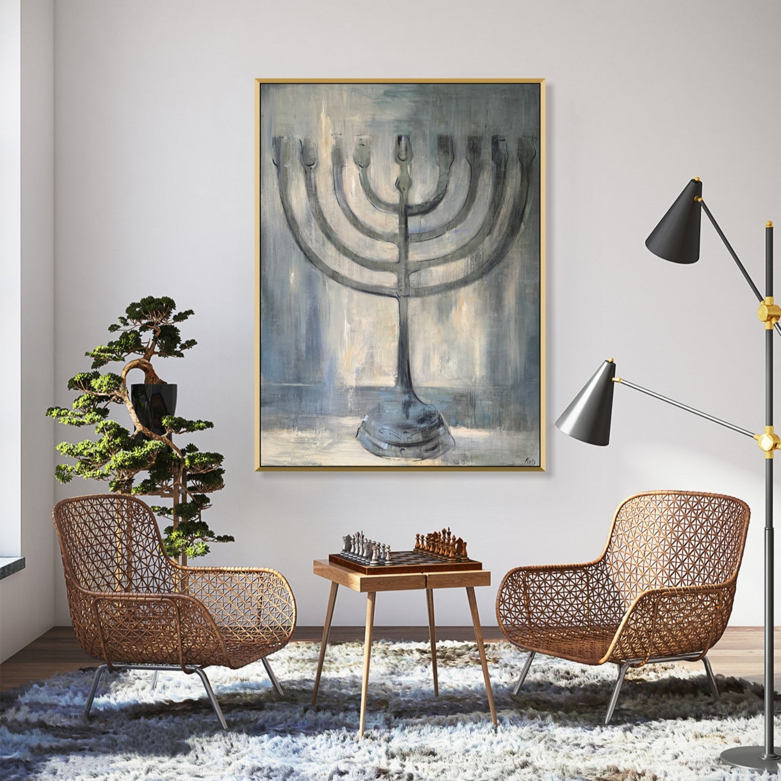 SPIRITUAL MENORAH LIGHT 46"x35"