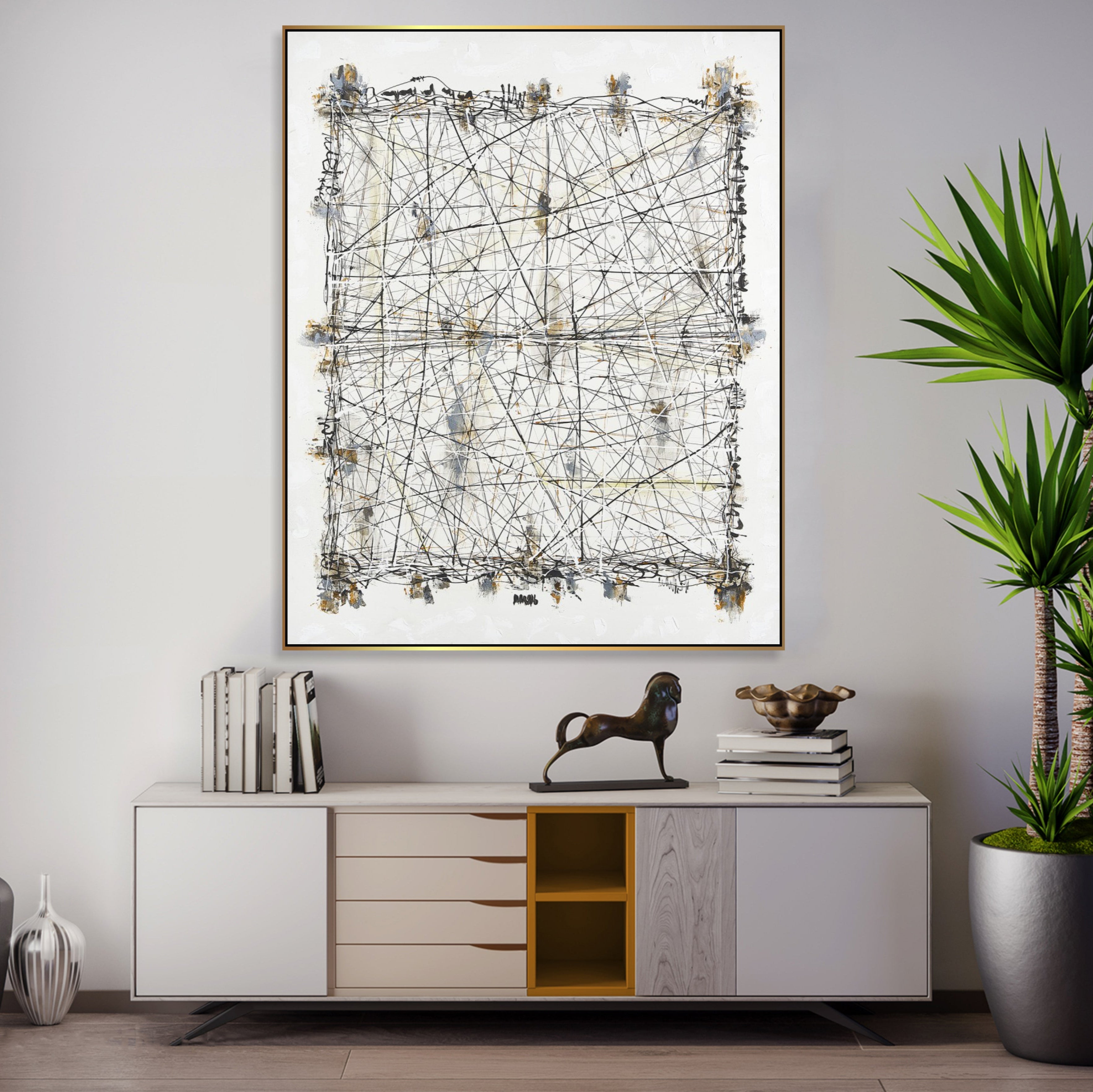 Geometric Black And White Painting ALCHEMY OF LINES