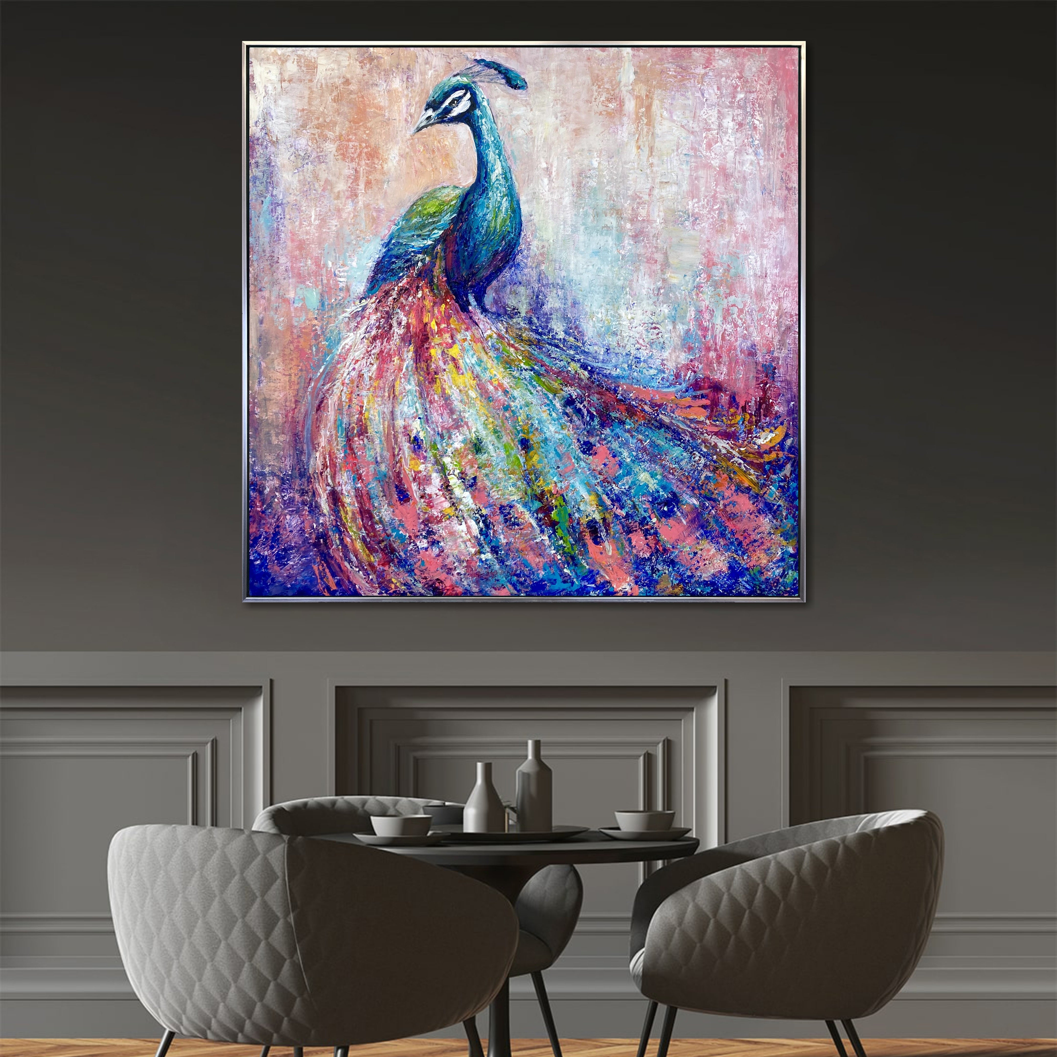 MAJESTIC PEACOCK 32"x32"