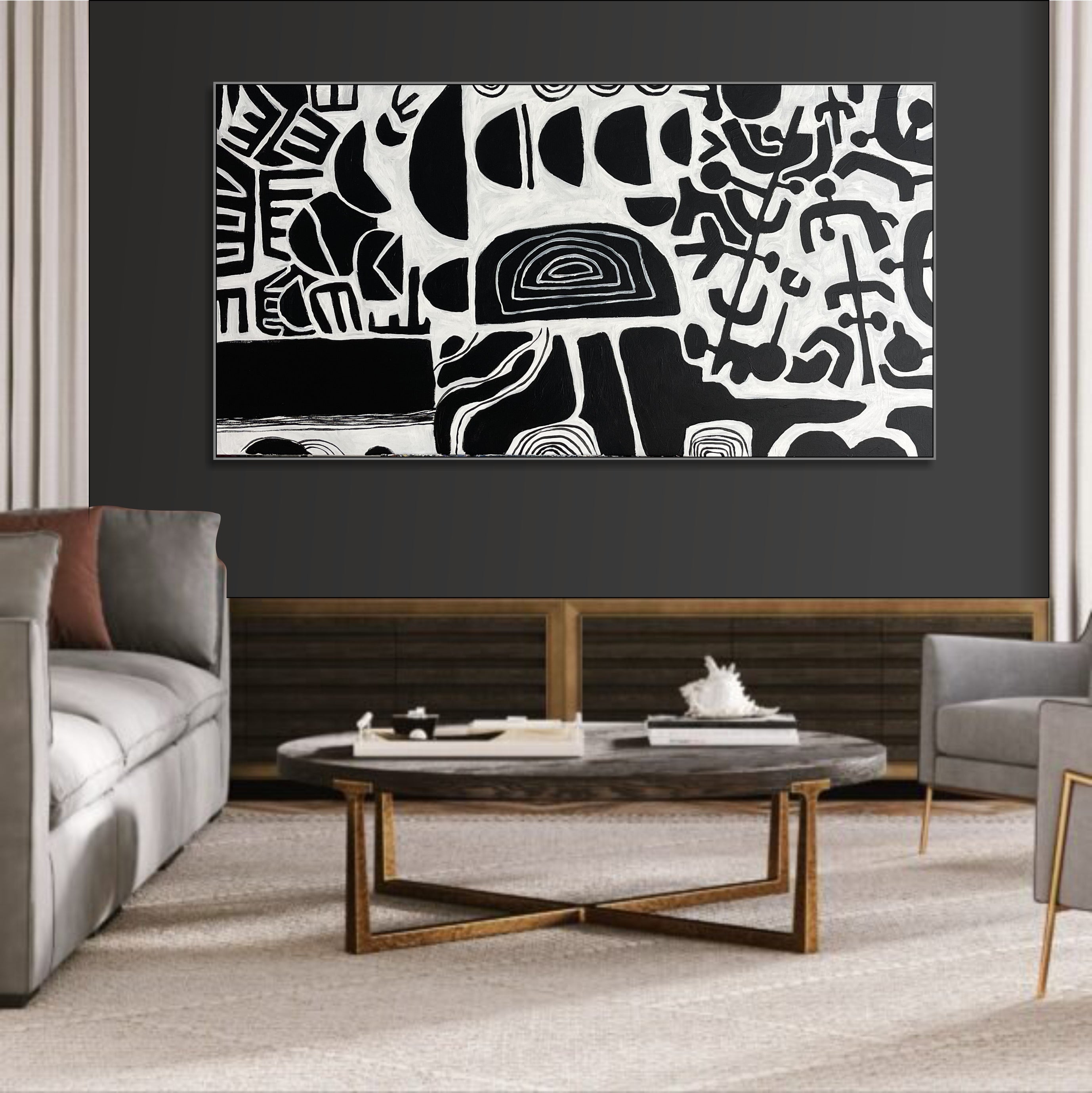 MONOCHROMATIC GEOMETRY 23"x46"