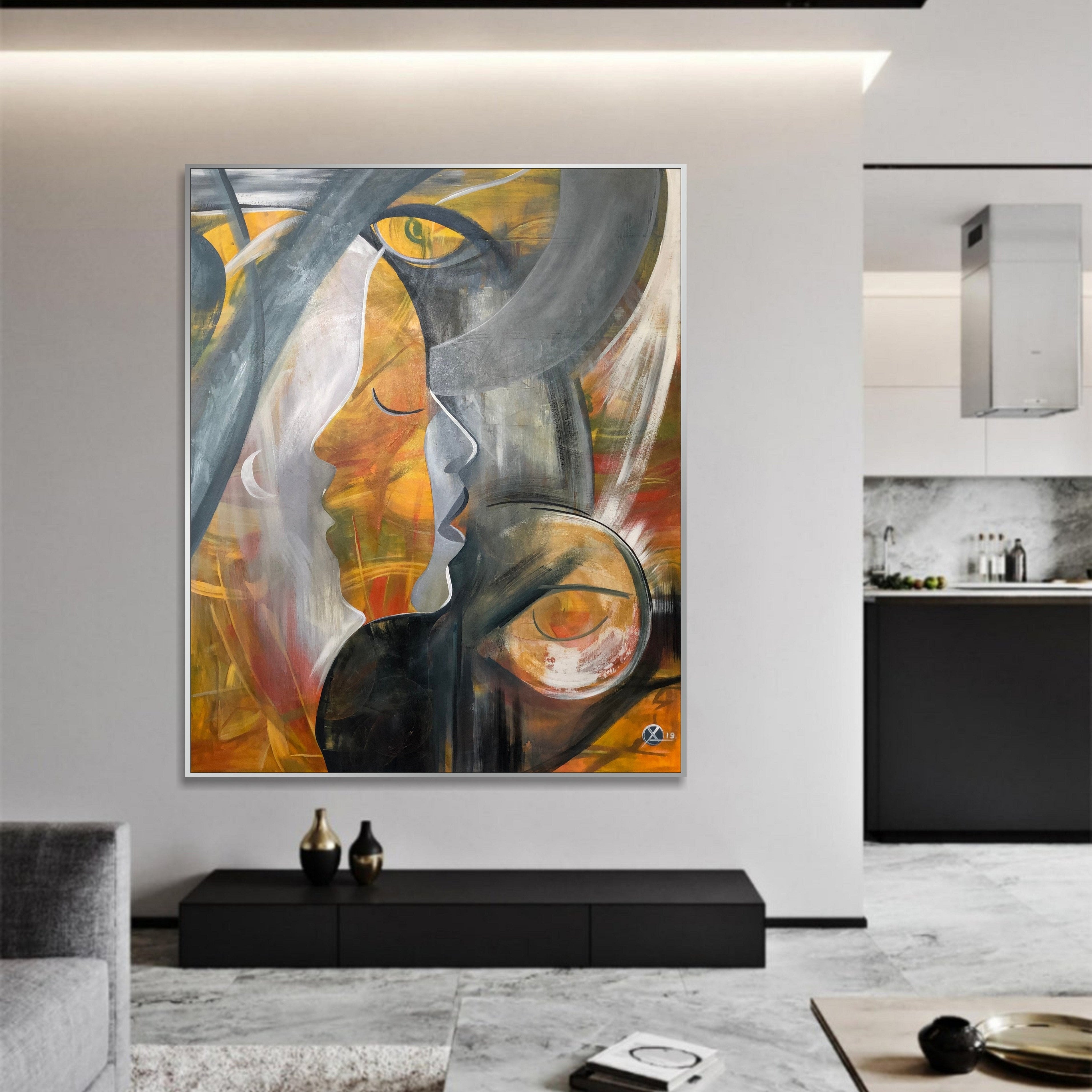 Abstract acrylic faces painting MOON DIVA