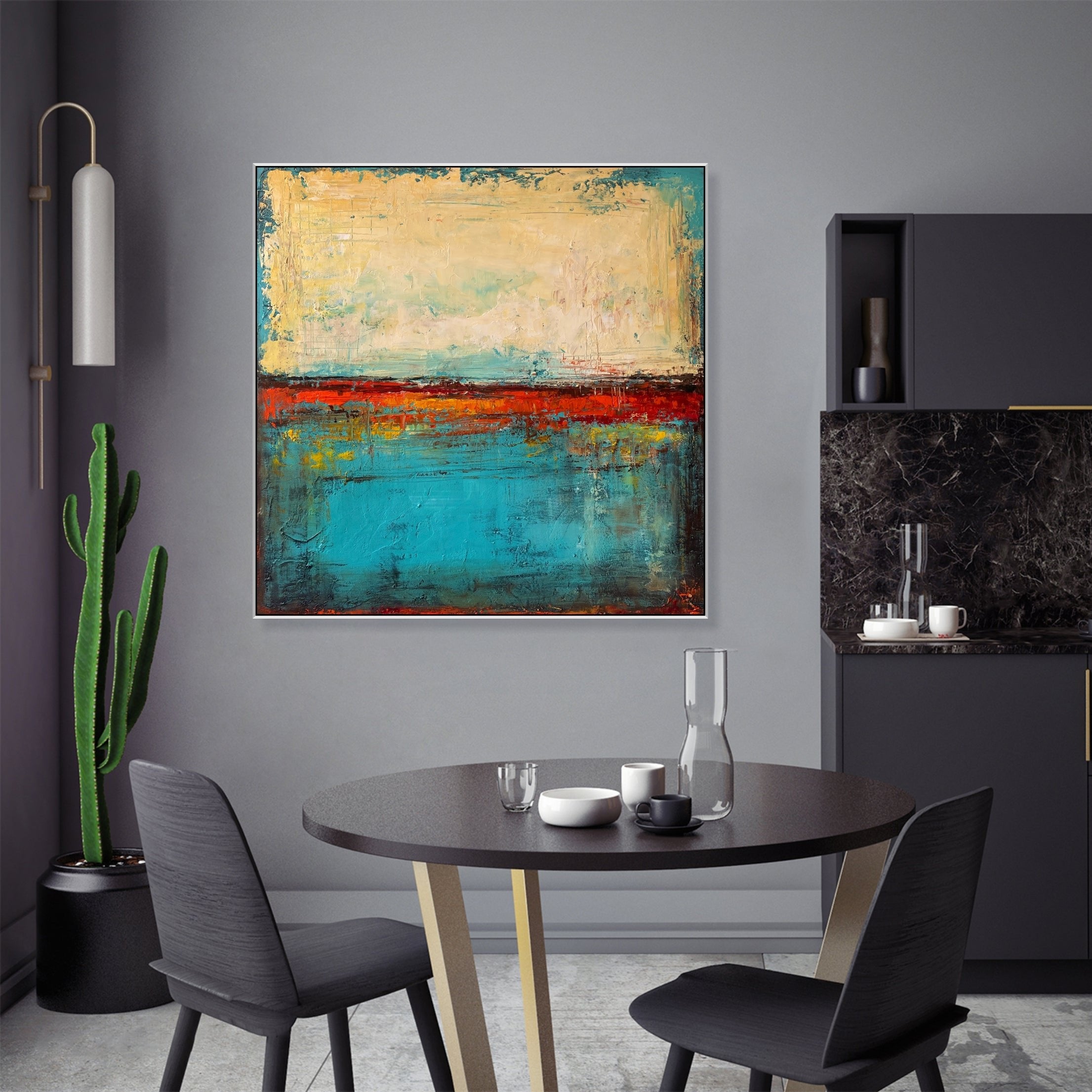 BLUE AND BEIGE ENERGY 40"x40"