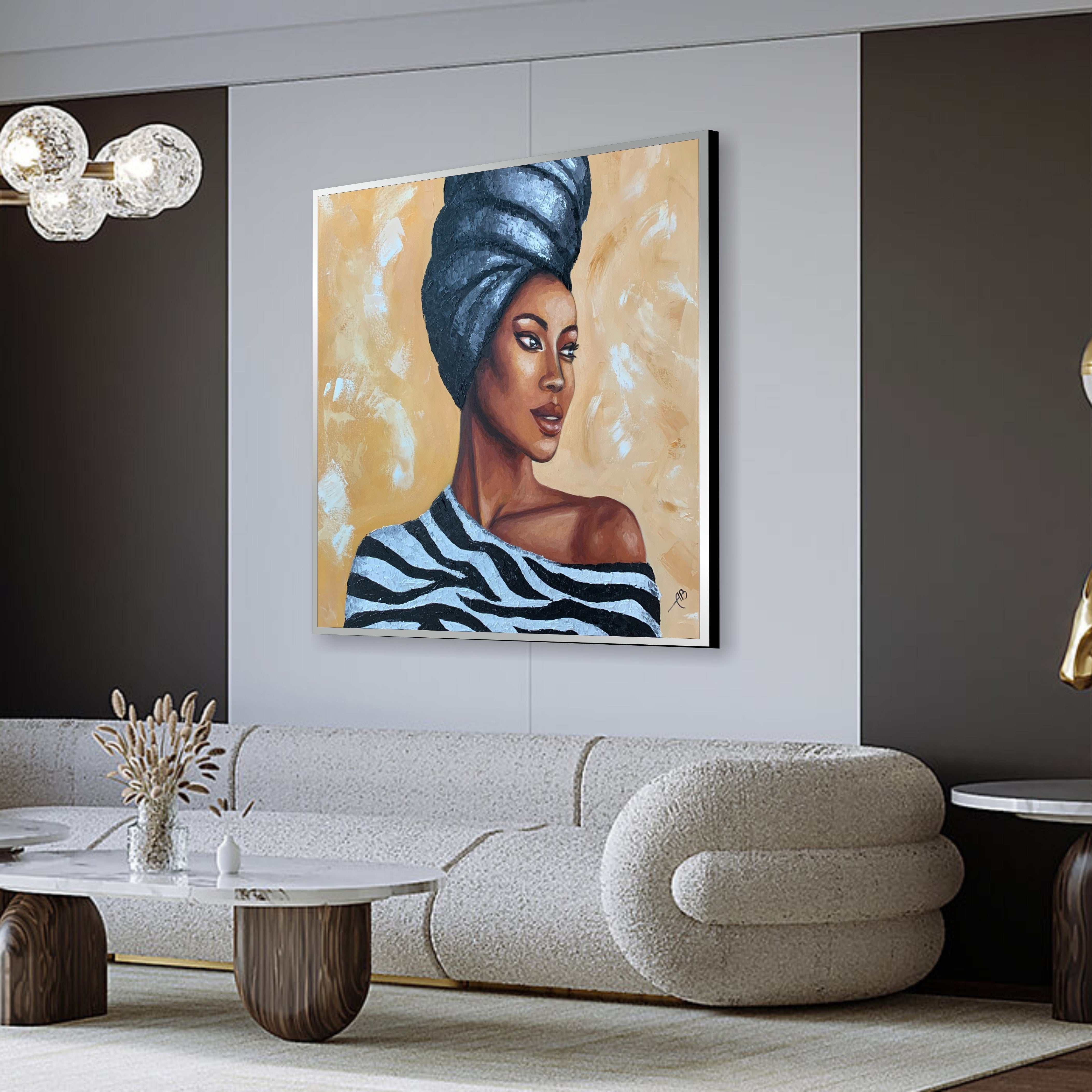 Realistic Woman Portrait AMBER ELEGANCE 39.4"x39.4"