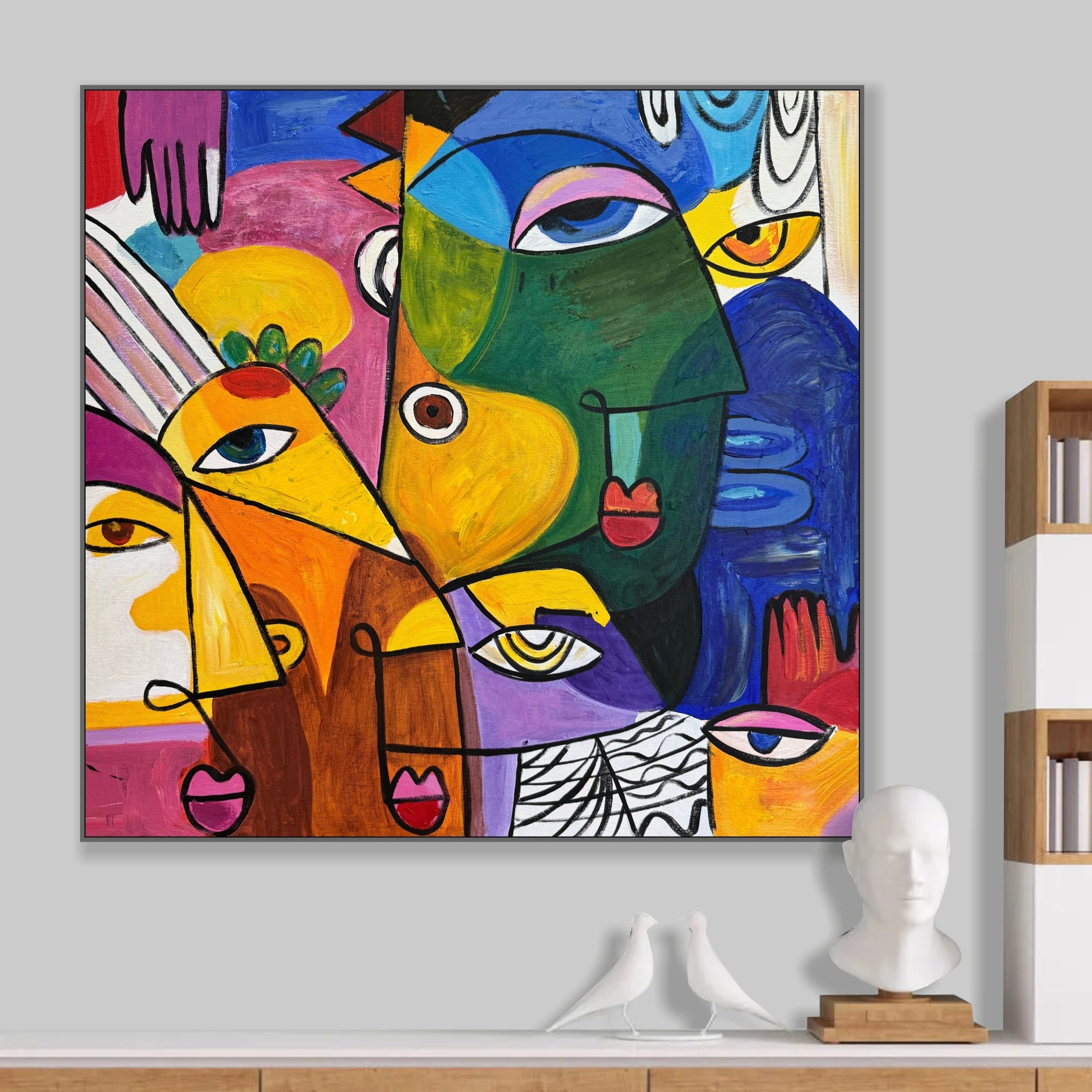 GEOMETRIC FACES 26"x26"