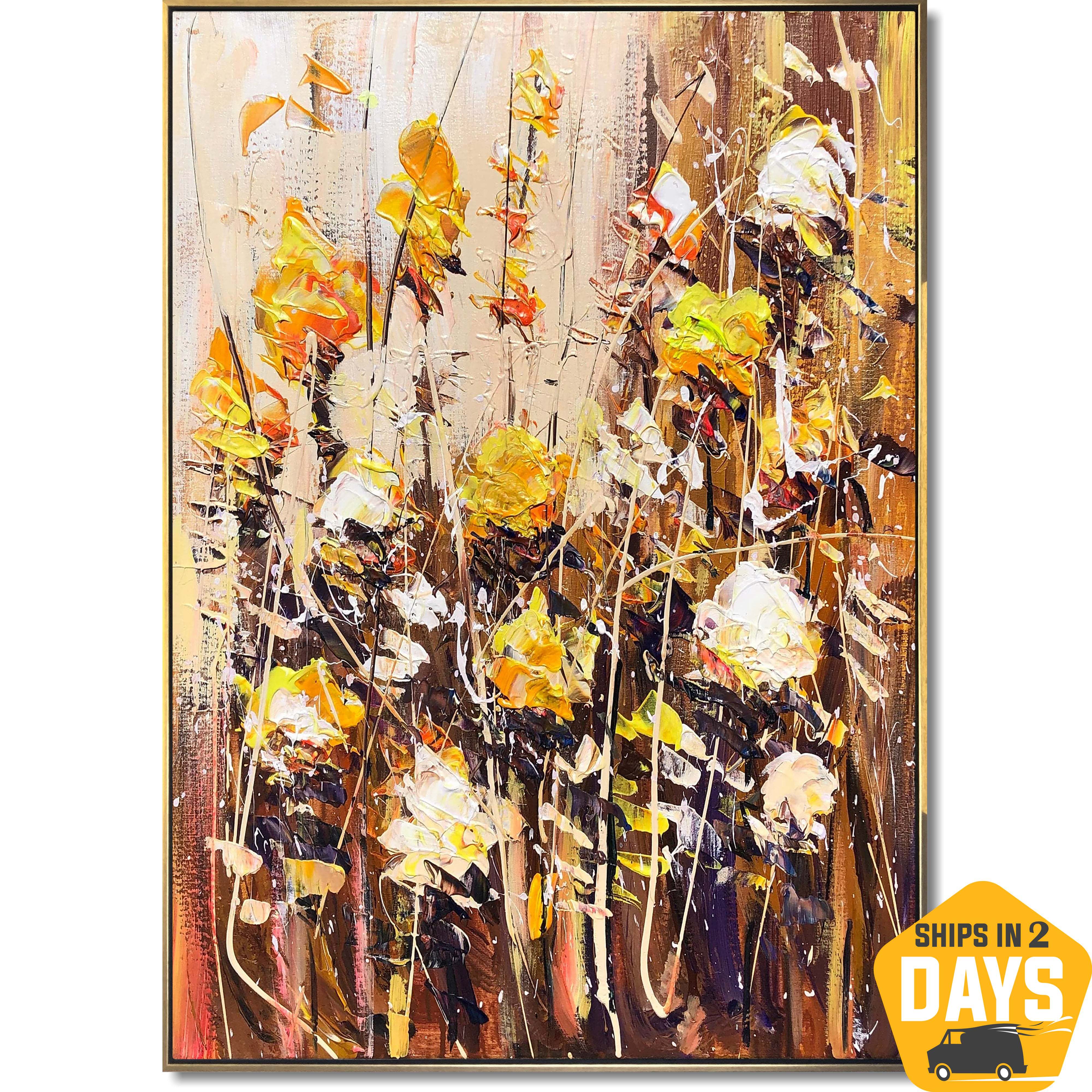 GOLDEN FLOWERS 32"x24"