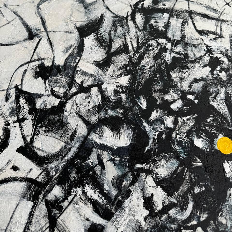 Minimalist black and white painting ABSTRACT ZEN