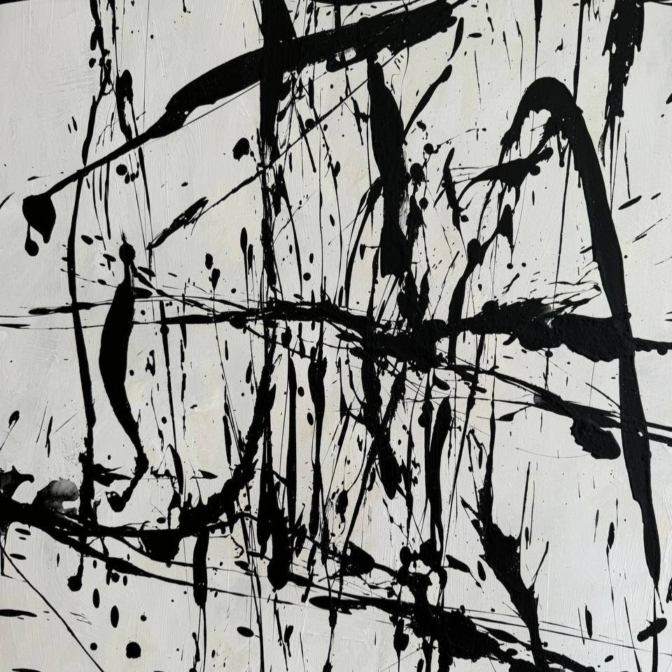 BLACK INK EXPRESSION Acrylic, Oil Painting on Canvas Sold to Walter on January 2025 in size 46"x23"