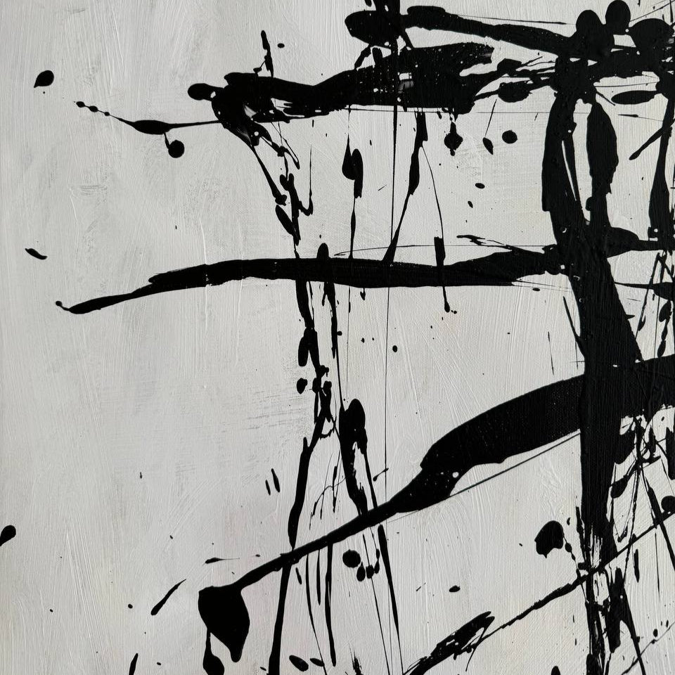 BLACK INK EXPRESSION Acrylic, Oil Painting on Canvas Sold to Walter on January 2025 in size 46"x23"