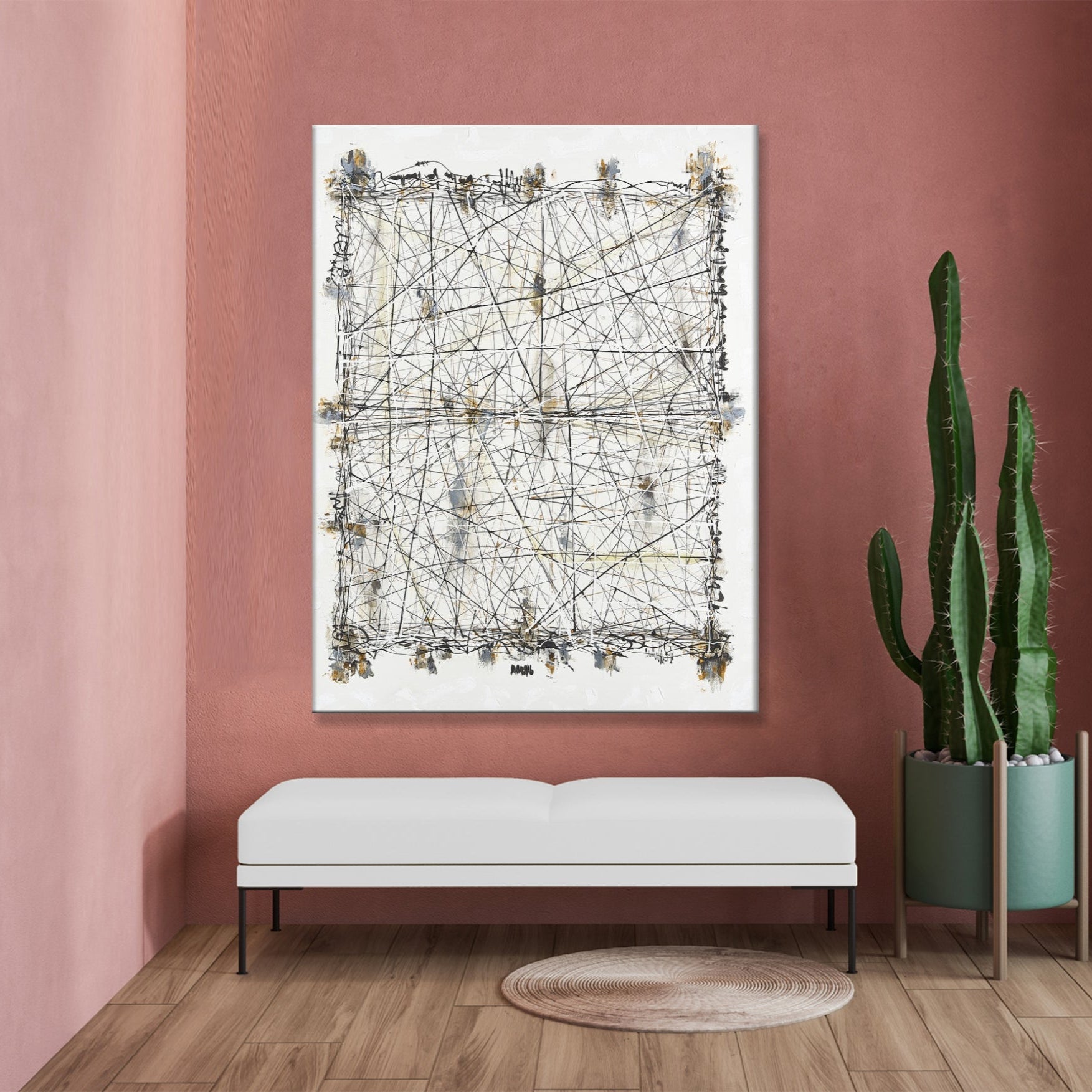 Geometric Black And White Painting ALCHEMY OF LINES