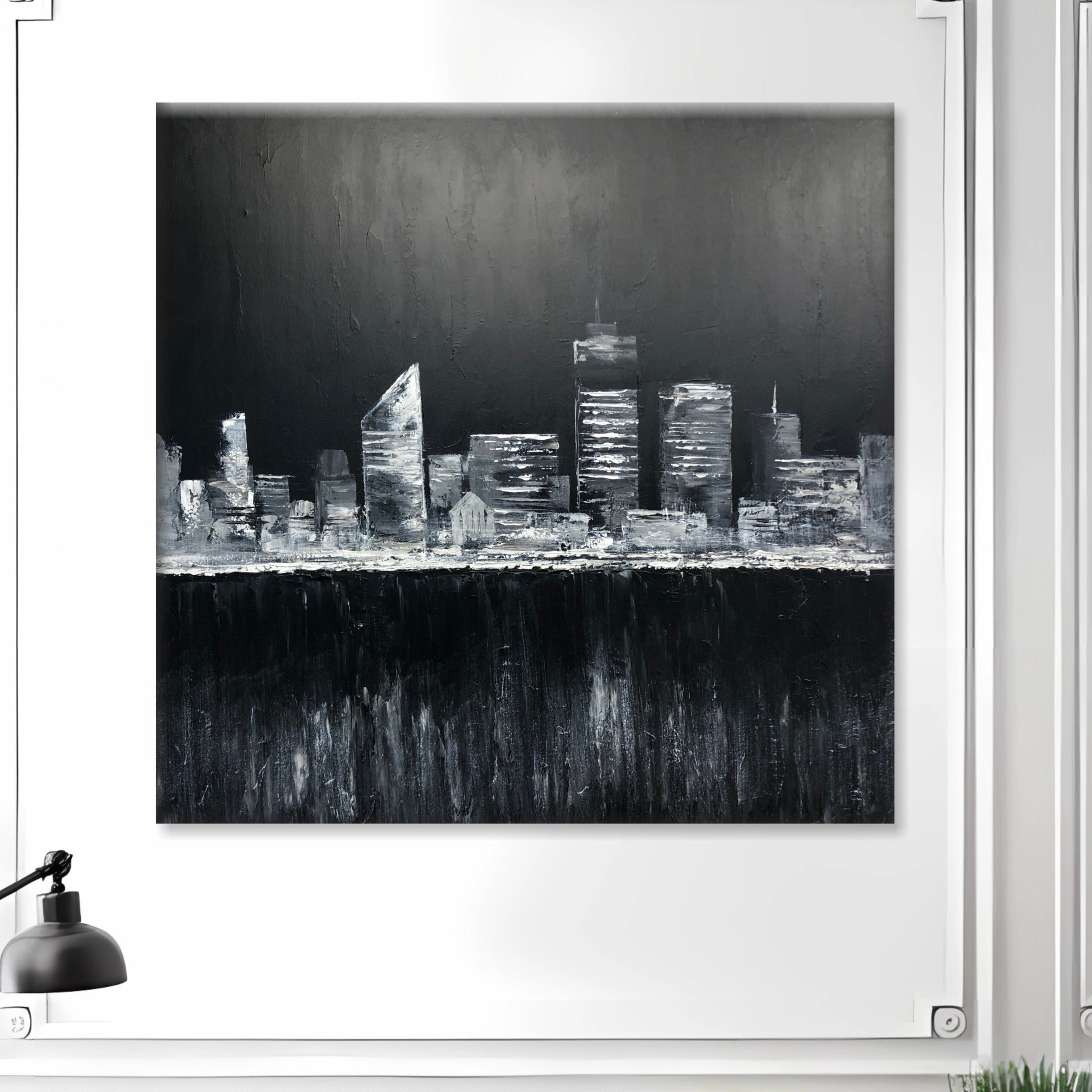 Dynamic abstraction atmospheric art ENIGMATIC ROOFTOPS Unstretched