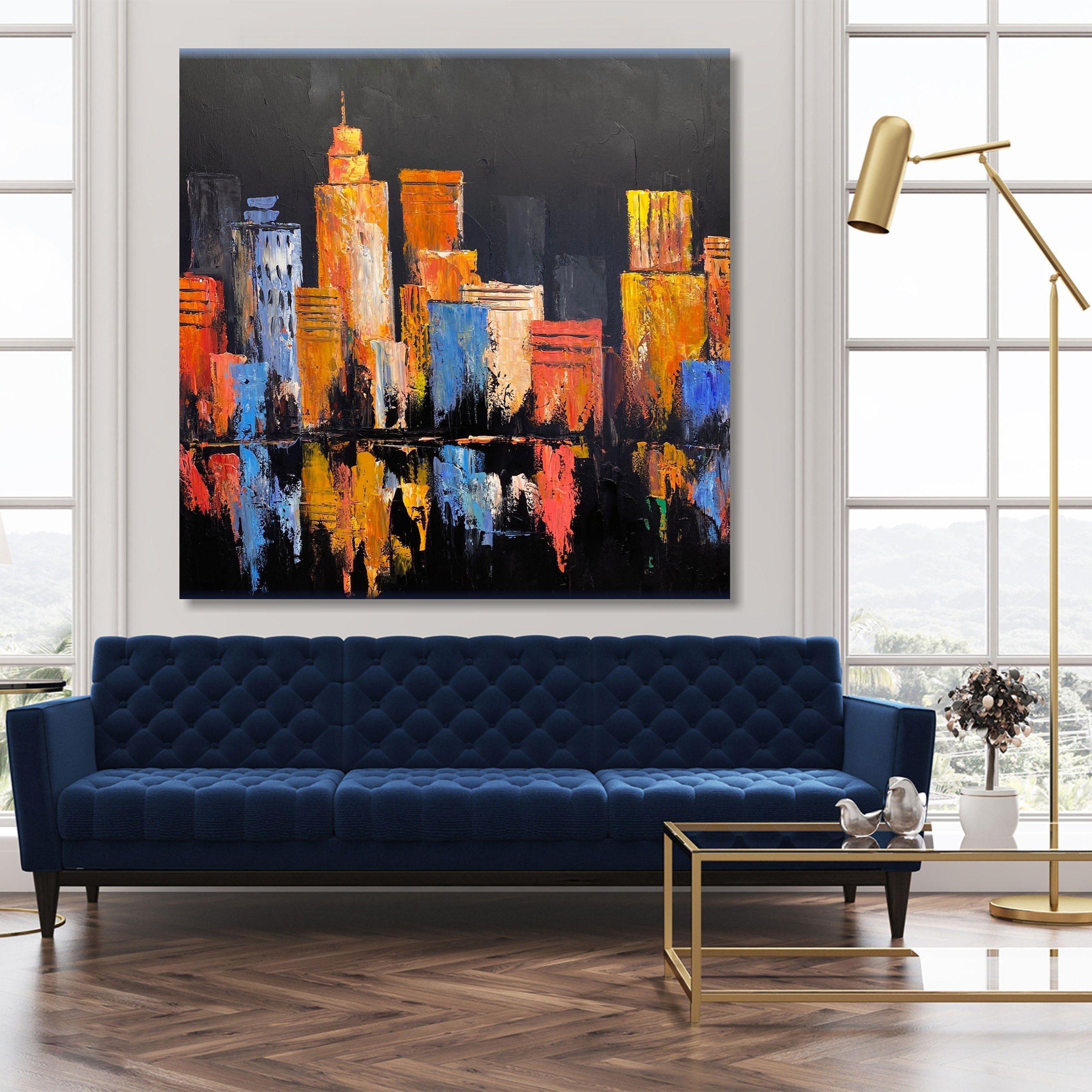 CITY LIGHTS REFLECTED 40"x40"