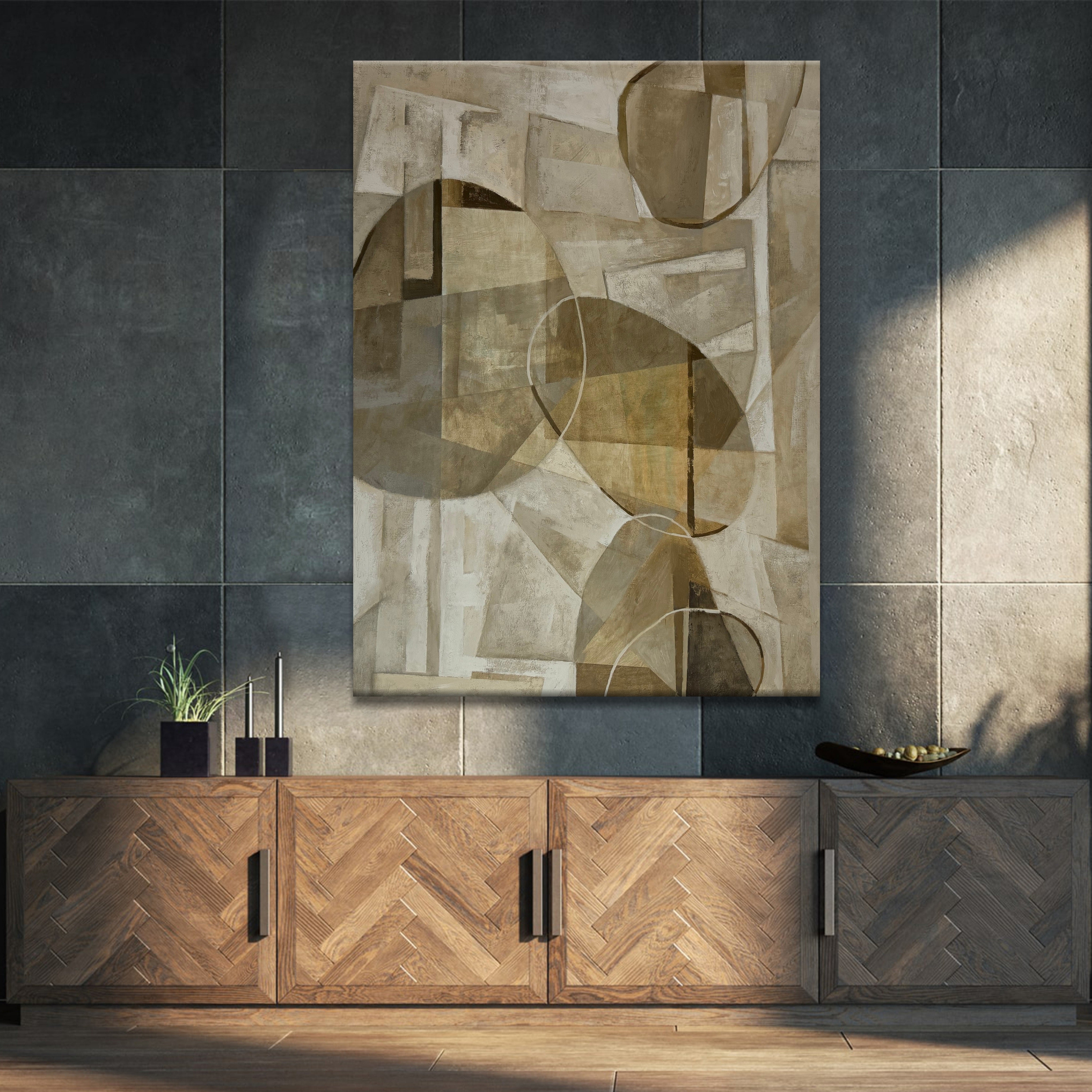 Neutral geometric abstract canvas REFINED GEOMETRY