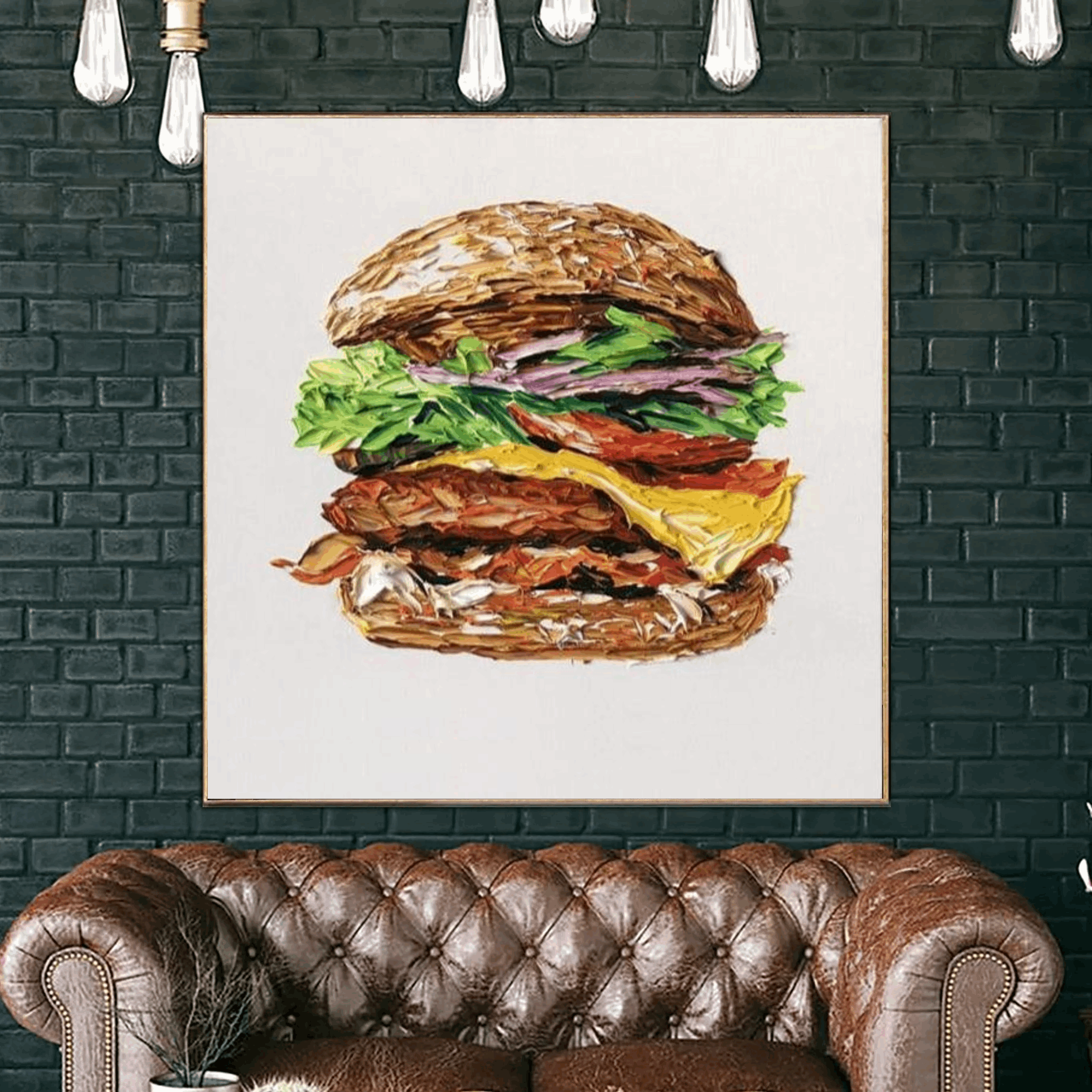 Abstract food painting BEEF AND BUN