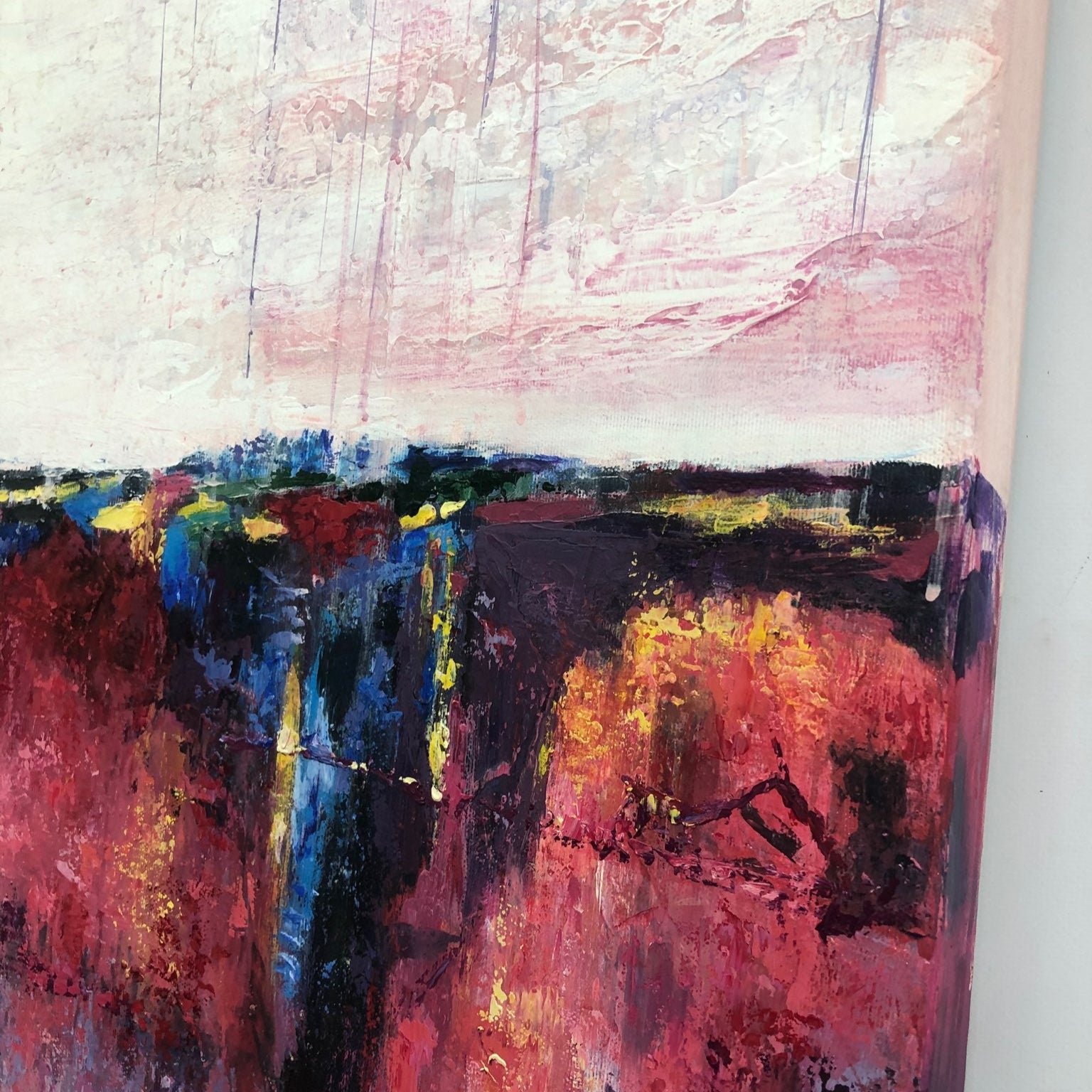 Abstract horizon wall art CRIMSON LAKE