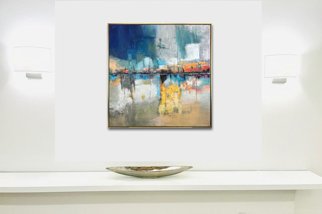 Invoice for 9 stretched + black +gold frames paintings 36x36" for Laurel Bledsoe