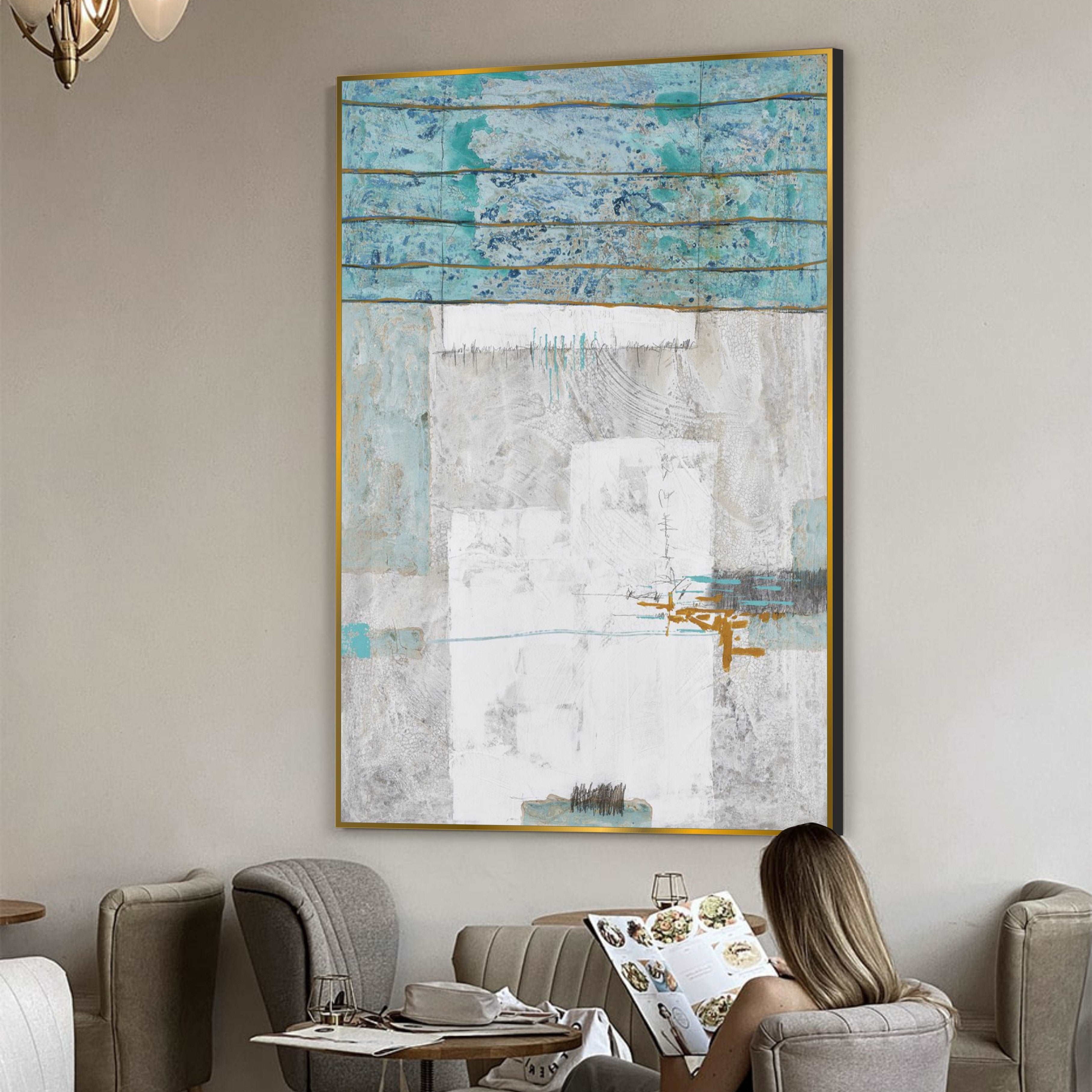 Abstract oil painting AQUATIC RESONANCE