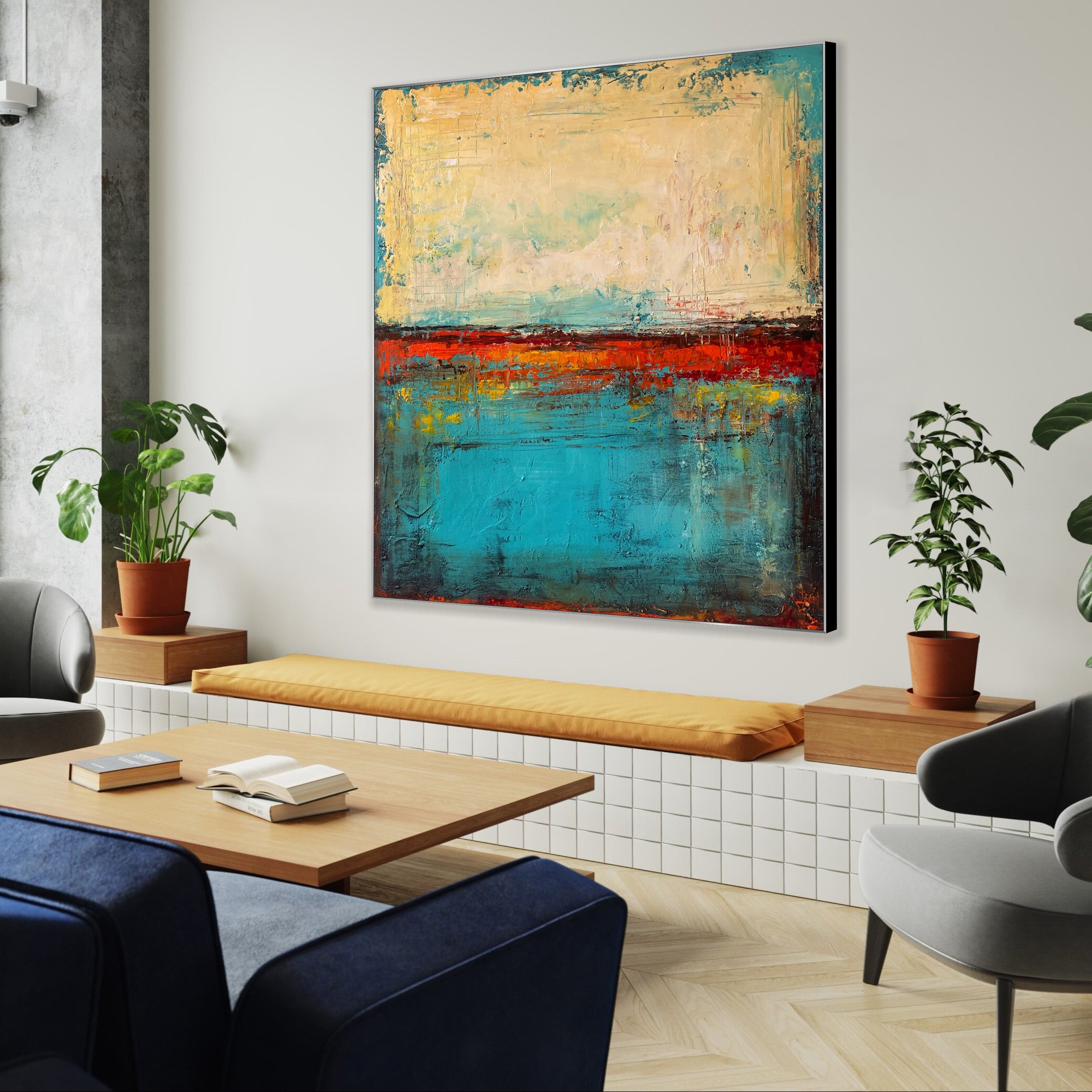 BLUE AND BEIGE ENERGY 40"x40"